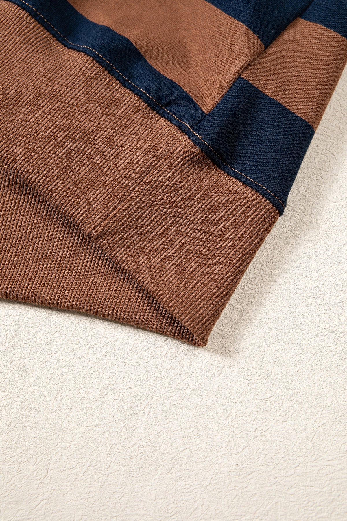 Blue Stripe Colorblock Mock Neck Relaxed Sweatshirt