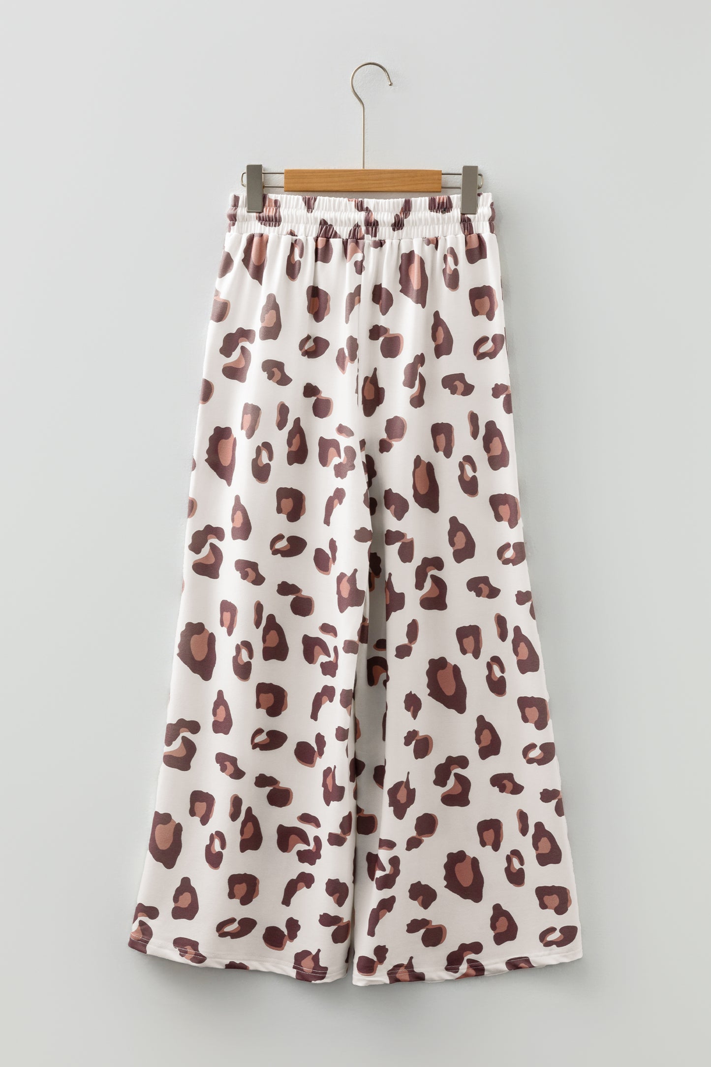 Pink Drawstring Leopard Print Patch Pocket Loose Pants