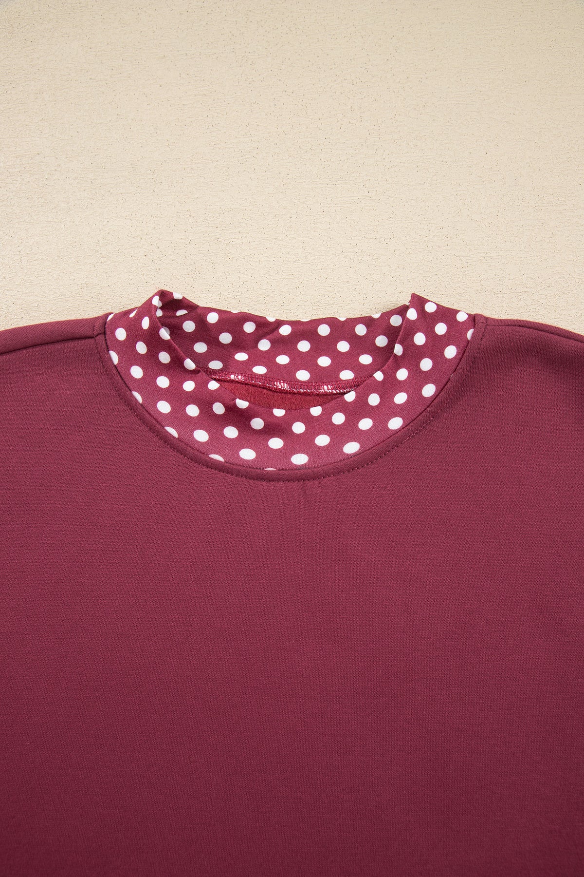 Dirty blue Colorblock Polka Dot Contrast Trim Oversized Sweatshirt