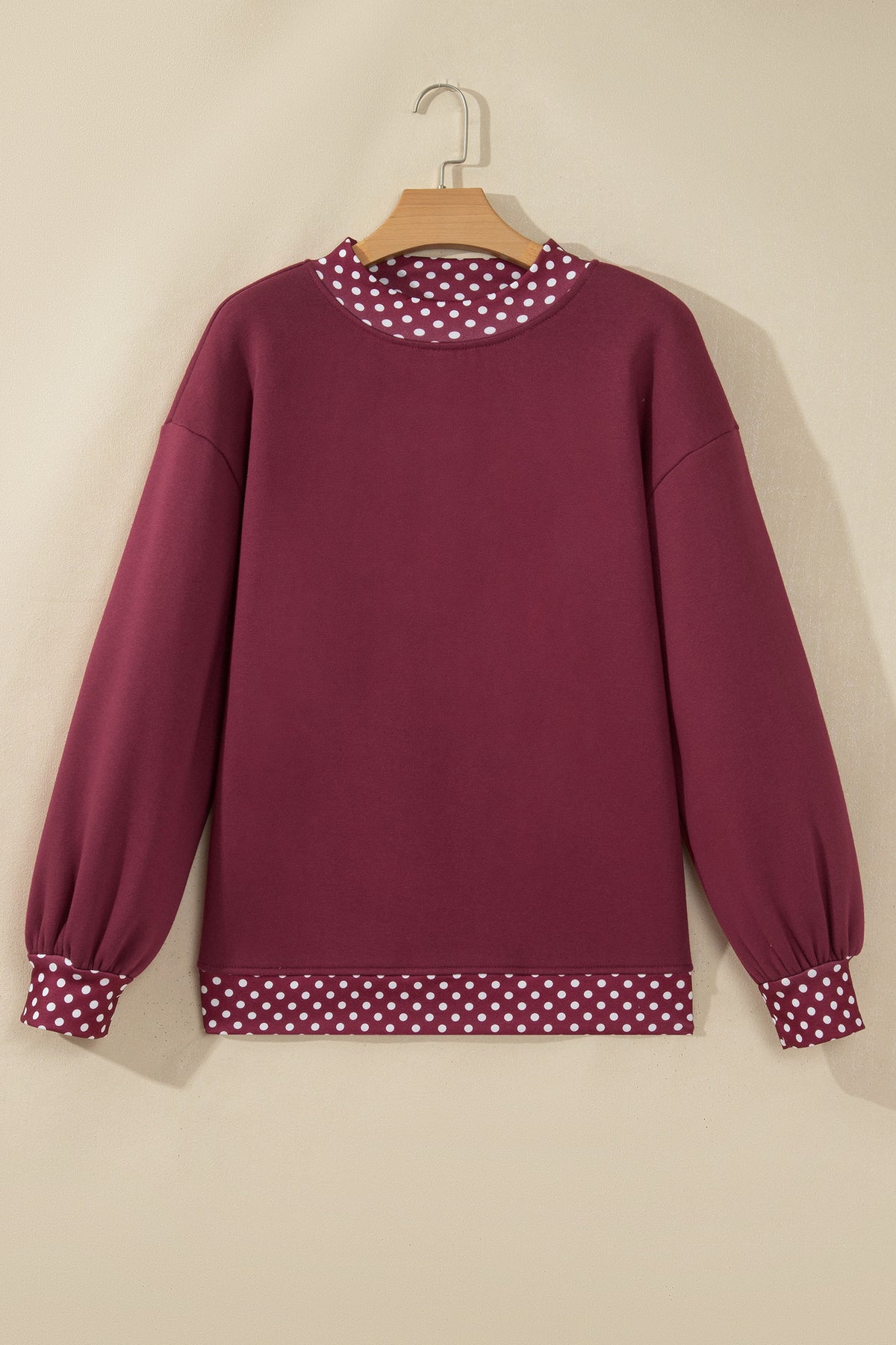 Dirty blue Colorblock Polka Dot Contrast Trim Oversized Sweatshirt