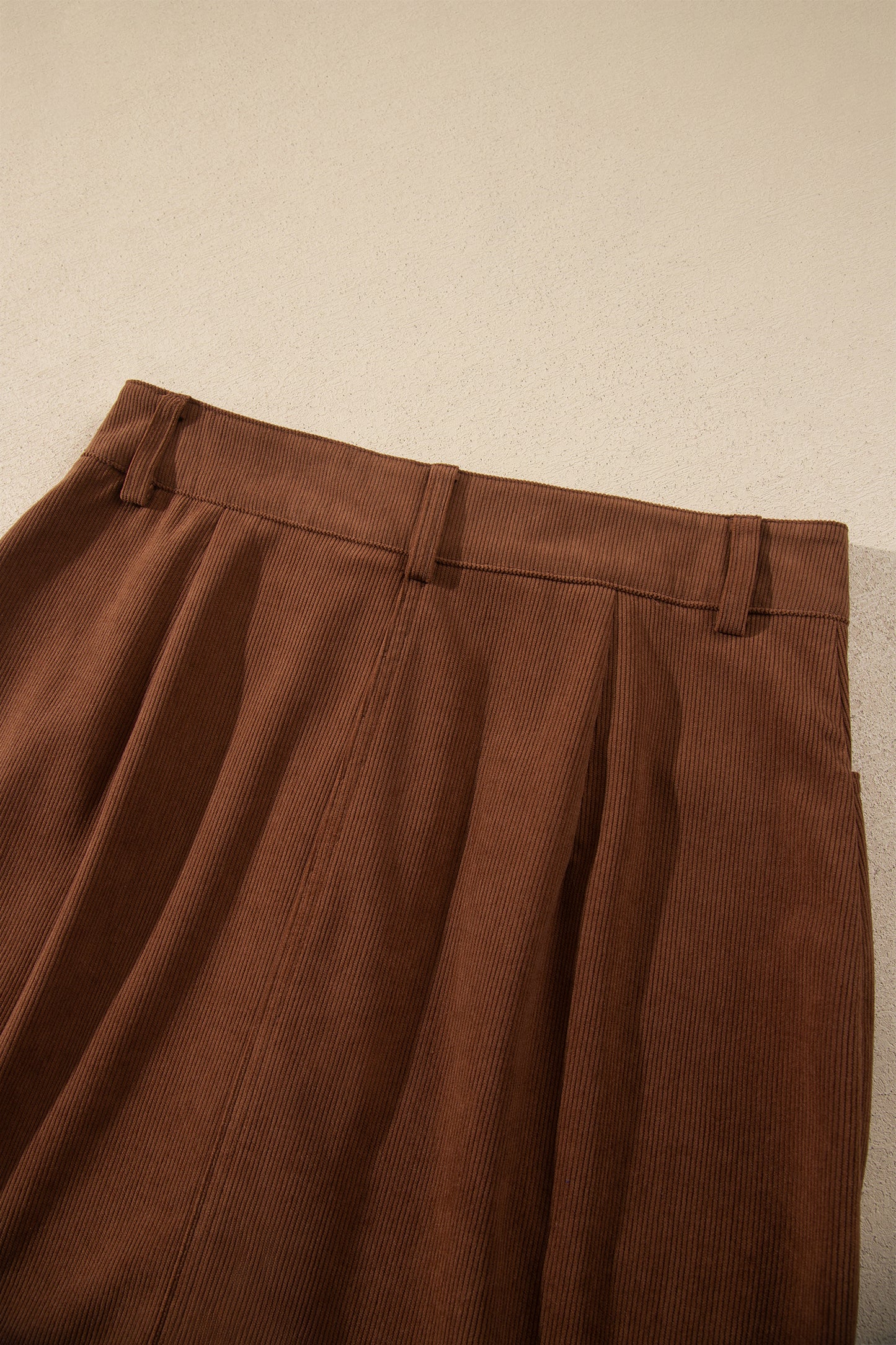 Coffee Button Front Corduroy Mini Pockets Sheath Silhouette Skirt