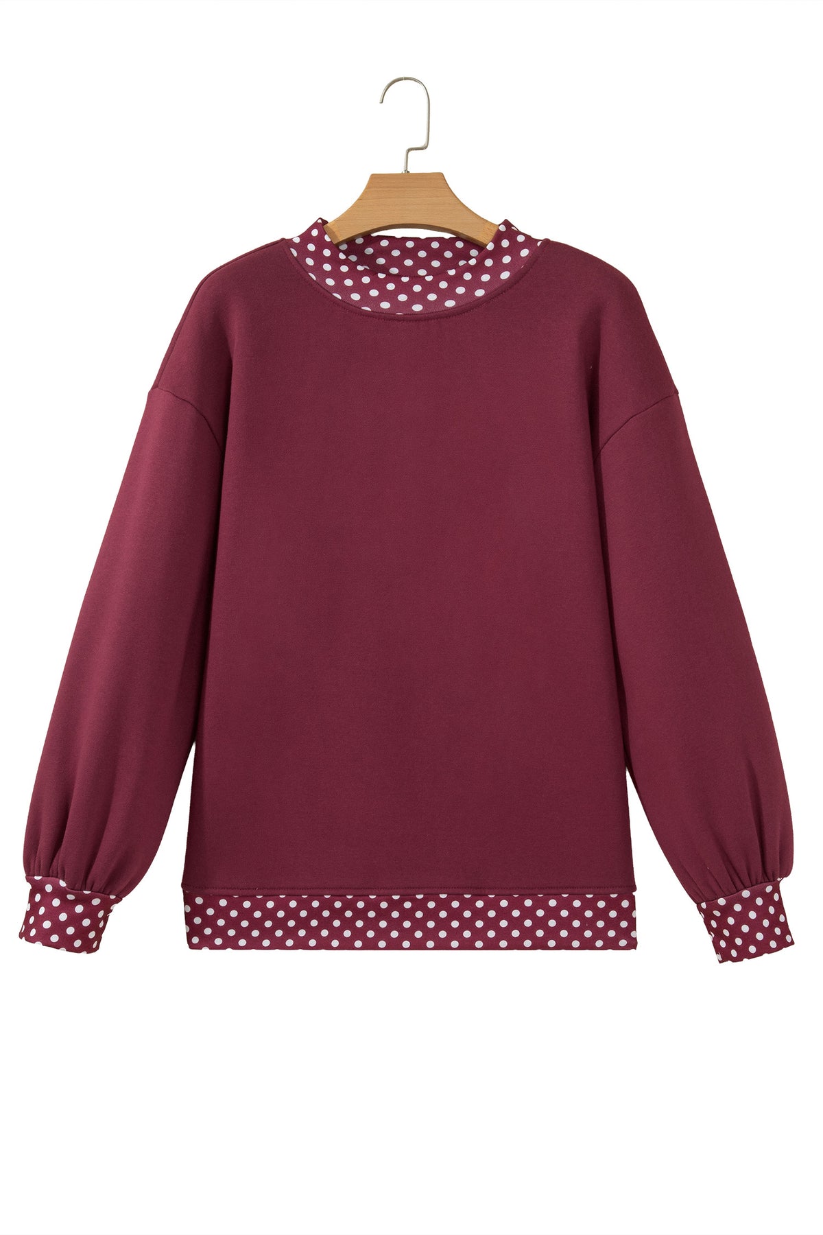 Dirty blue Colorblock Polka Dot Contrast Trim Oversized Sweatshirt