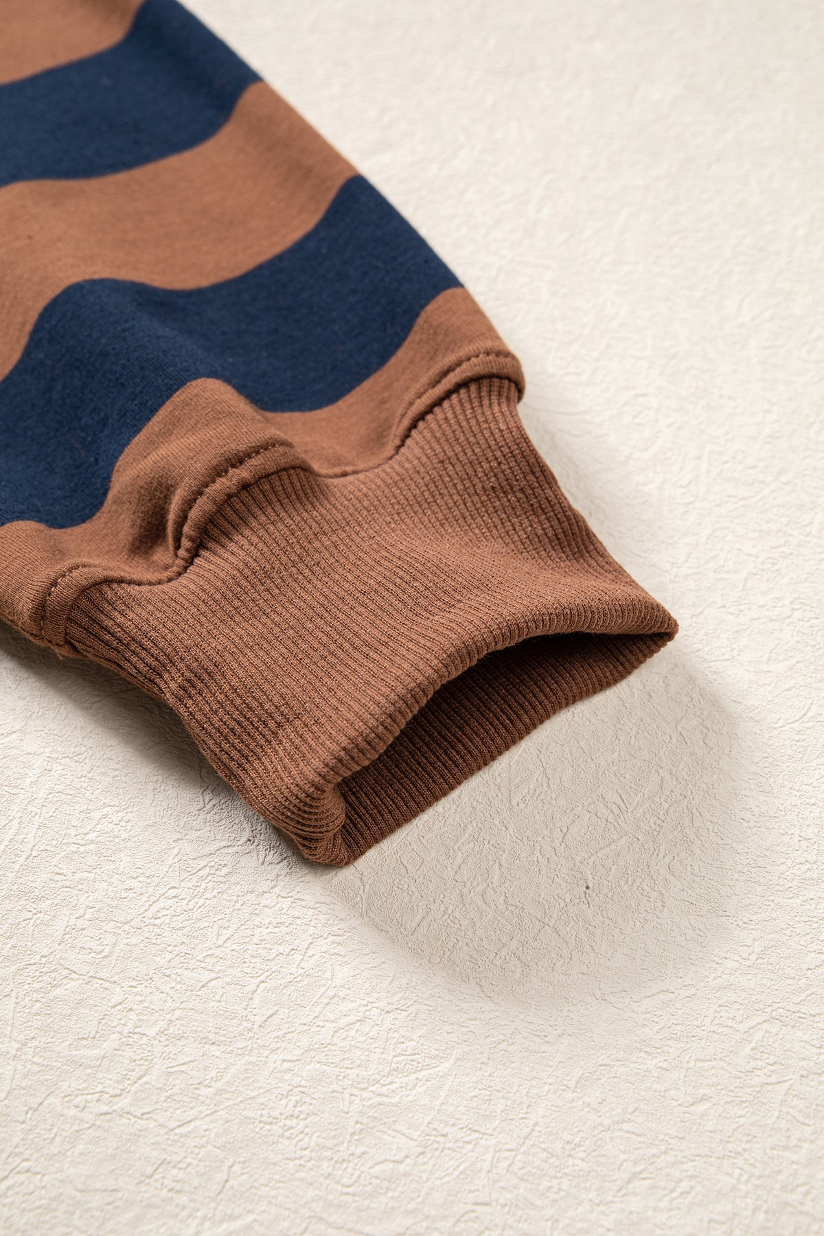Blue Stripe Colorblock Mock Neck Relaxed Sweatshirt