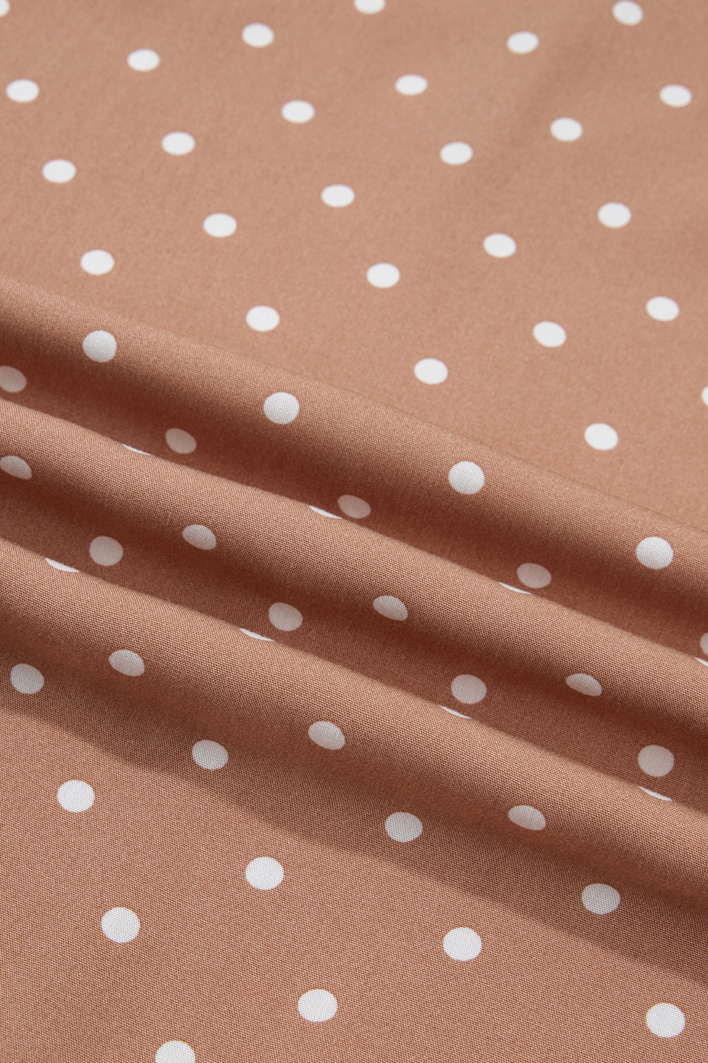 Brown Polka Dot Lace Hem Elegant Long Shift Skirt