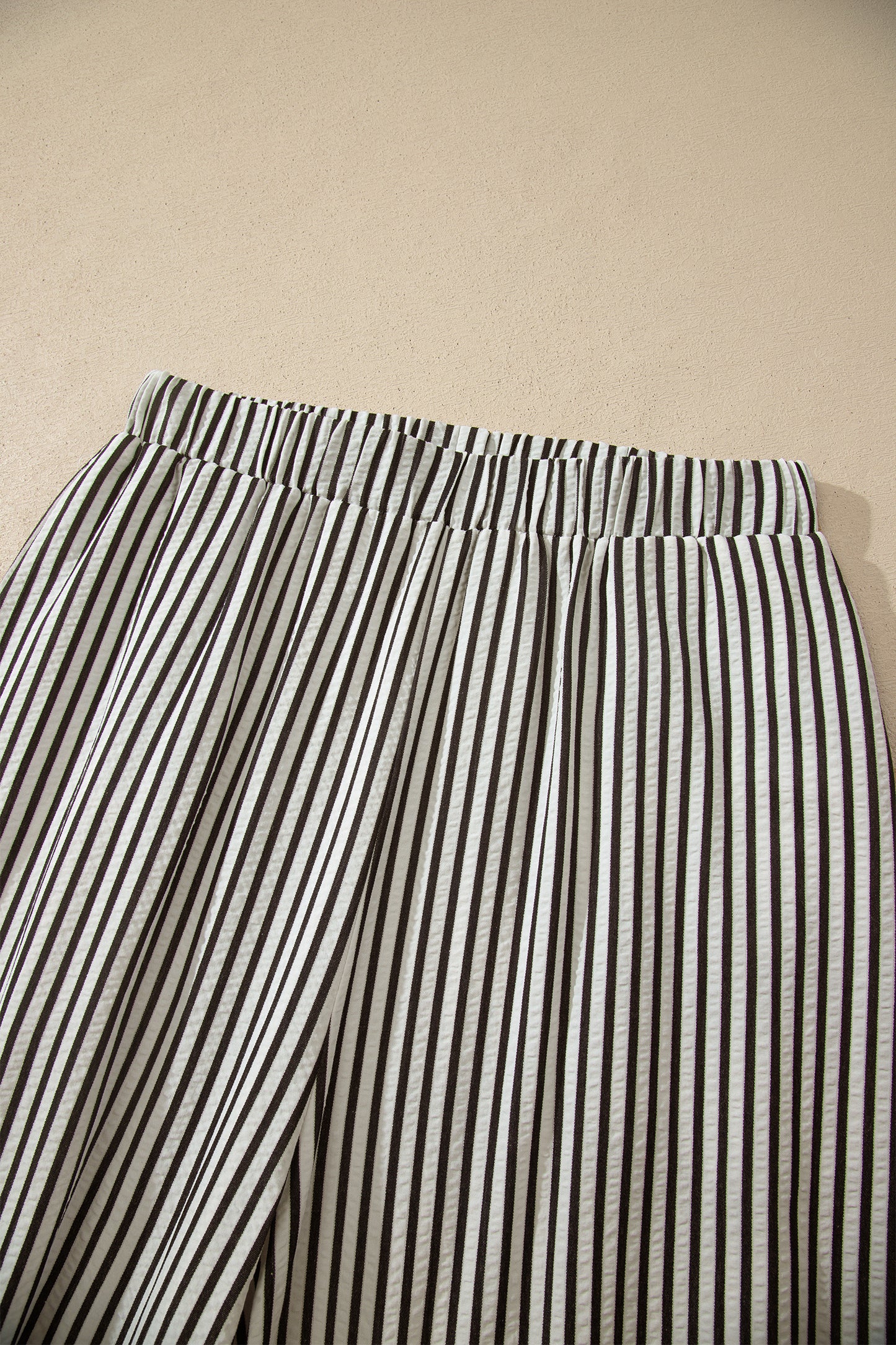 Black Stripe Elastic Waist Ultra Wide Leg Pants