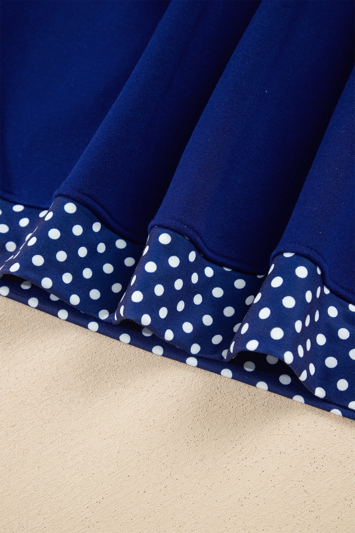 Dirty blue Colorblock Polka Dot Contrast Trim Oversized Sweatshirt