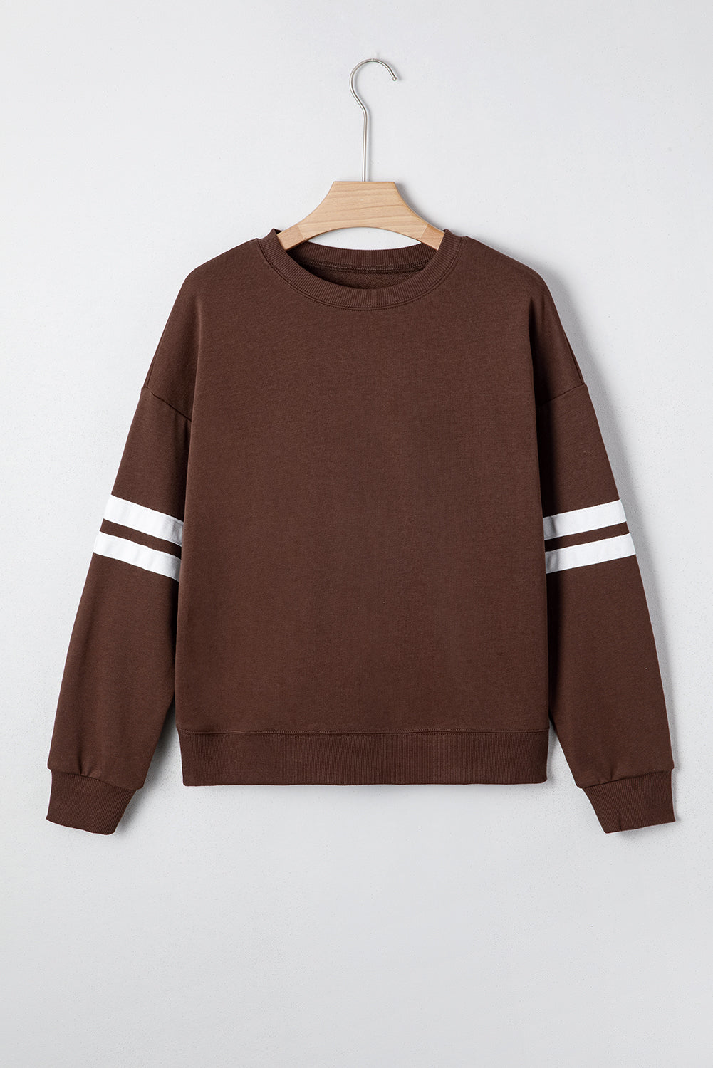 Sky Blue Varsity Striped Detail Drop Shoulder Oversized Sweatshirt