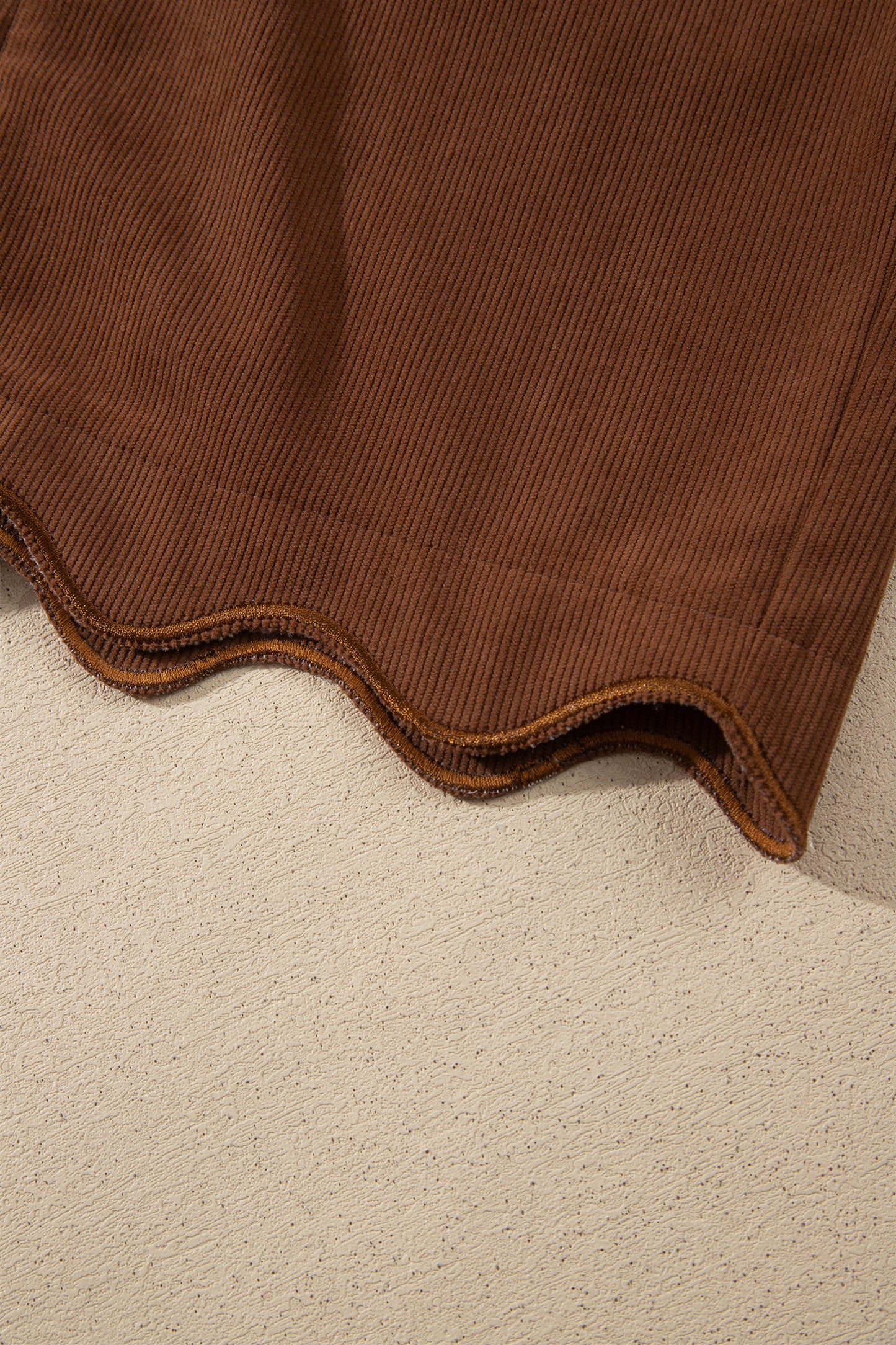 Coffee Button Front Corduroy Mini Pockets Sheath Silhouette Skirt