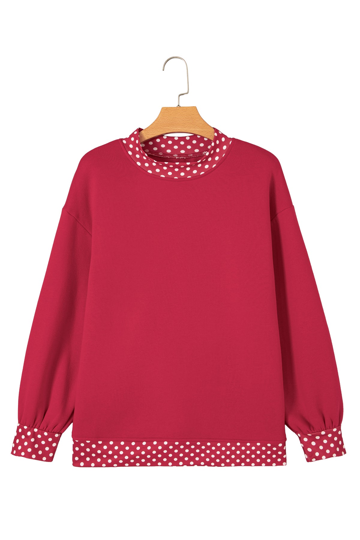 Dirty blue Colorblock Polka Dot Contrast Trim Oversized Sweatshirt