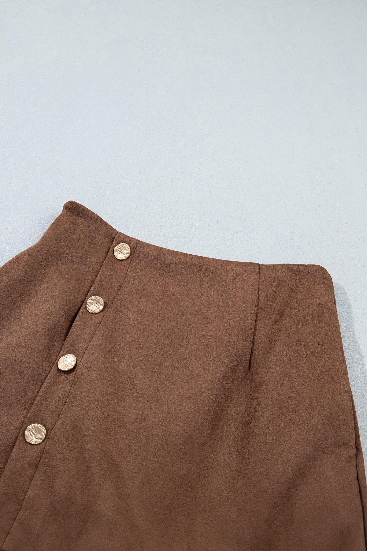 Dark Khaki Gold Button Asymmetric Wrapped Detail Mini Skirt