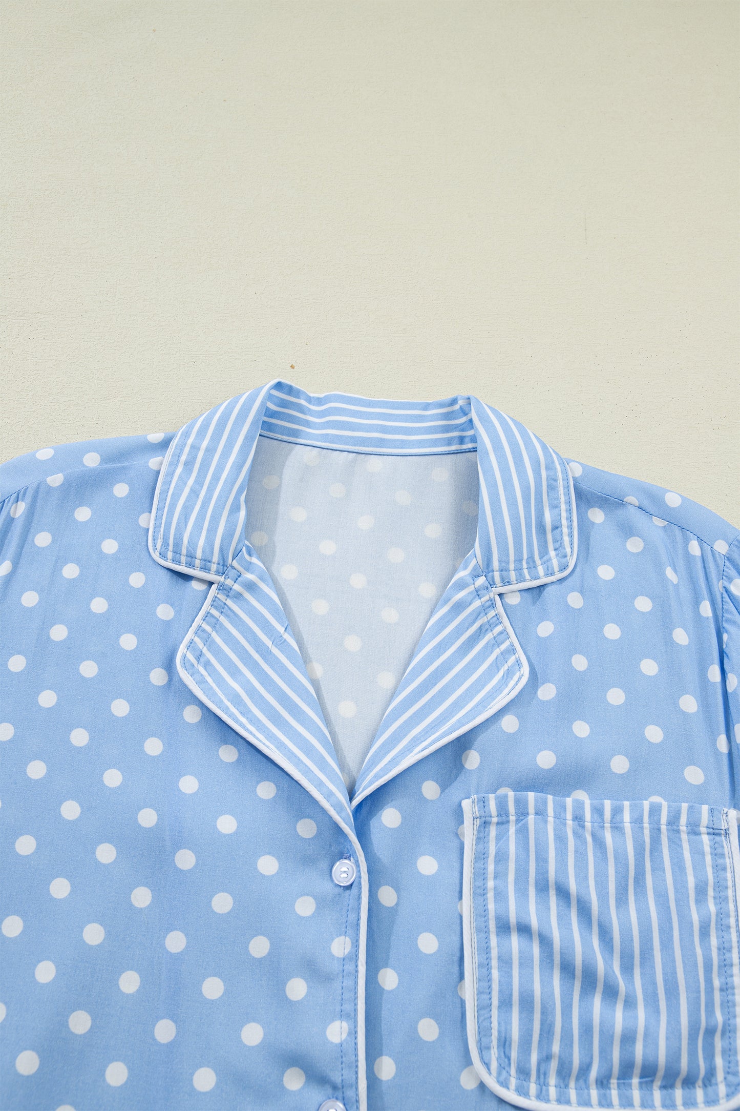Sky Blue Dotted Print Soft Short Pajama Set