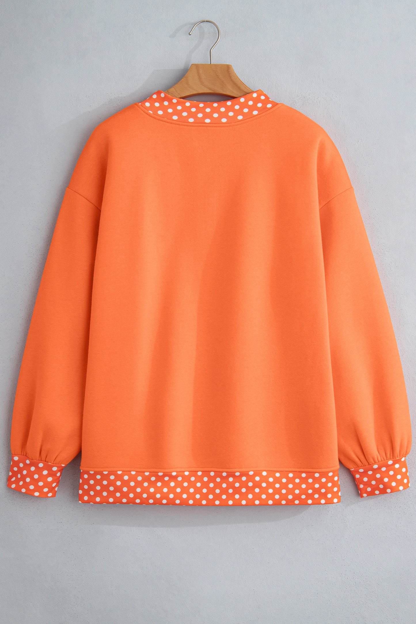 Dirty blue Colorblock Polka Dot Contrast Trim Oversized Sweatshirt