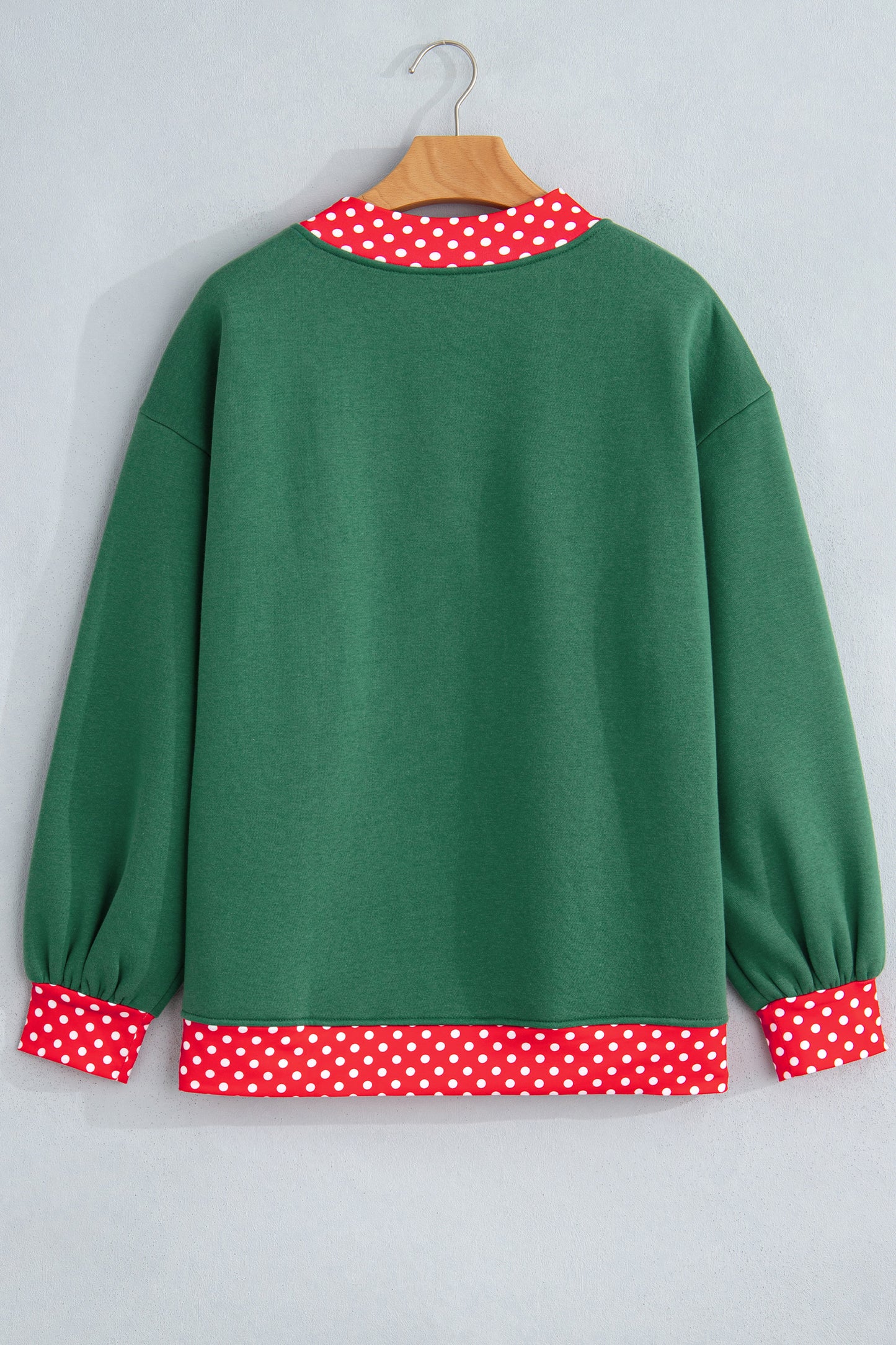 Dirty blue Colorblock Polka Dot Contrast Trim Oversized Sweatshirt