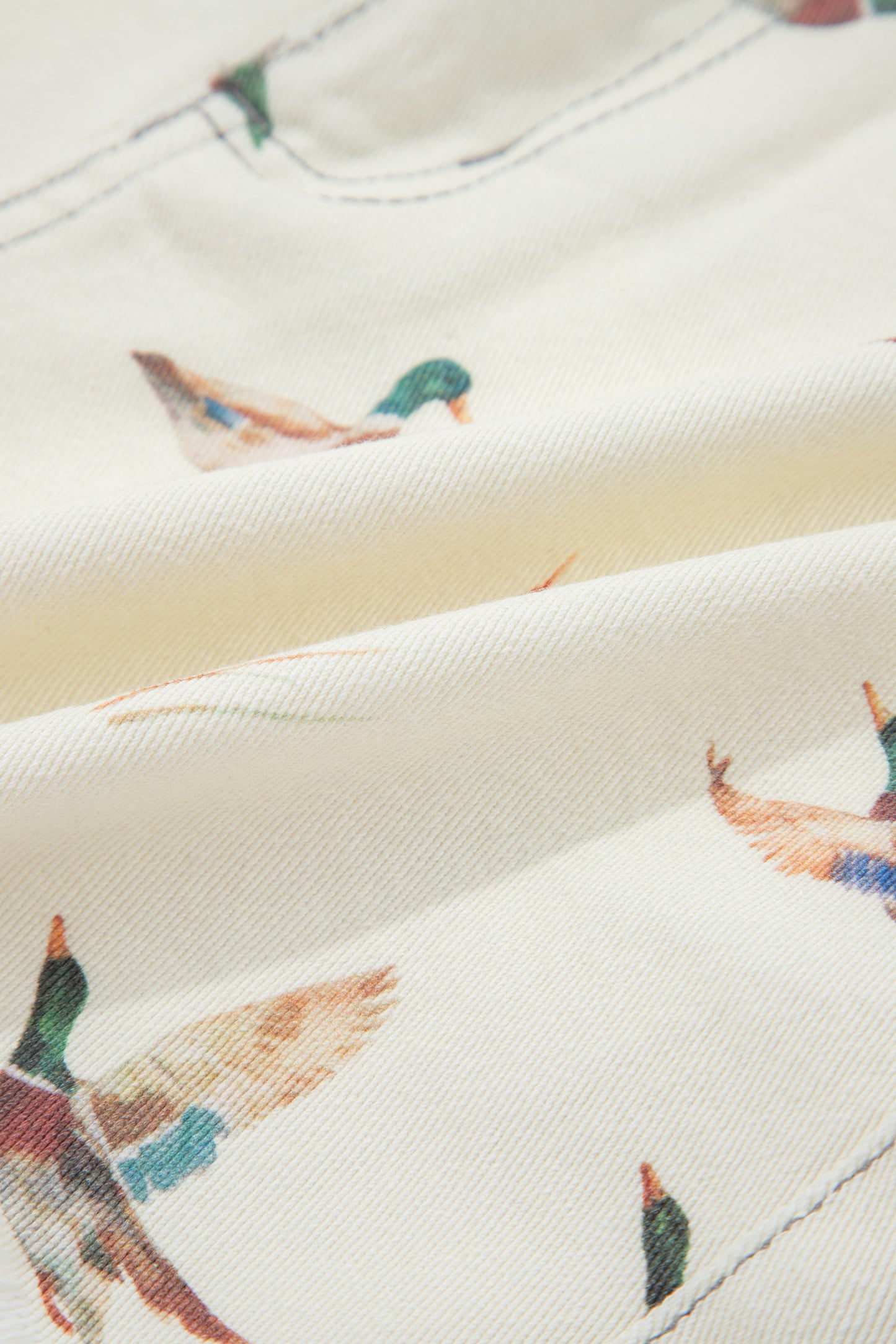 Beige Wild Duck Mallard High Waist Frayed Denim Shorts