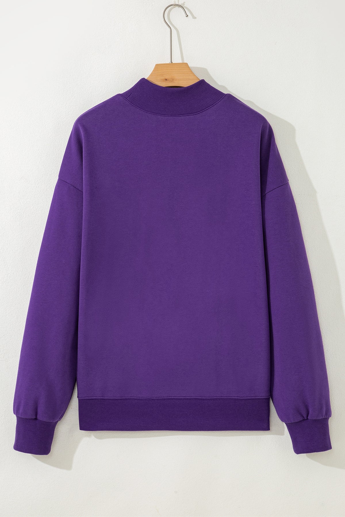 Dark Blue Solid Color Oversized Mock Neck Sweatshirt