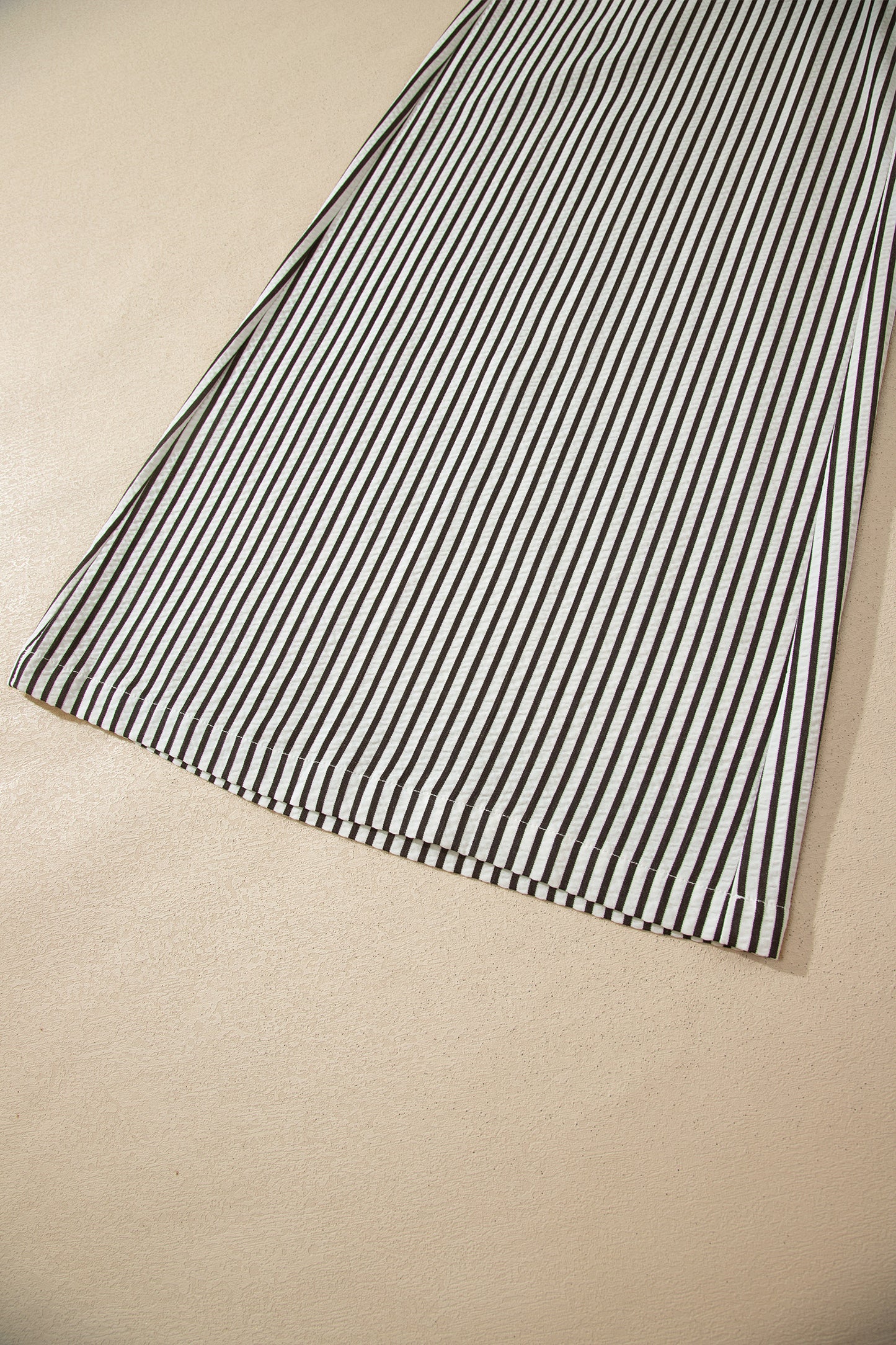 Black Stripe Elastic Waist Ultra Wide Leg Pants