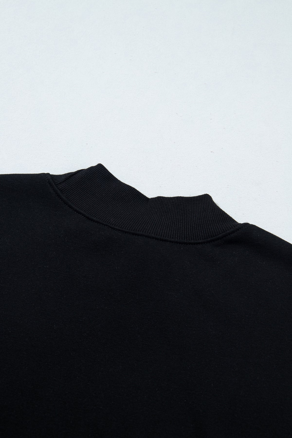 Dark Blue Solid Color Oversized Mock Neck Sweatshirt