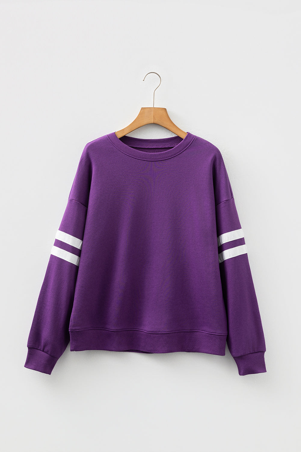 Sky Blue Varsity Striped Detail Drop Shoulder Oversized Sweatshirt