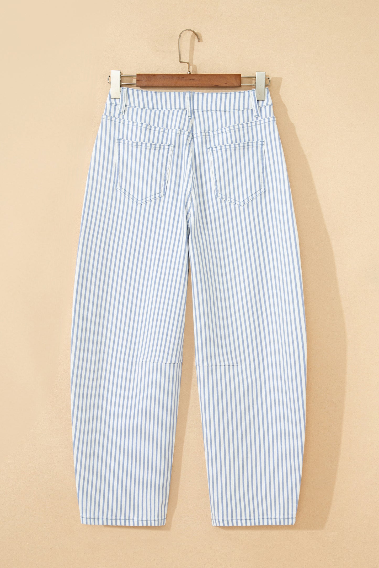 Khaki Stripe Casual Barrel Jeans