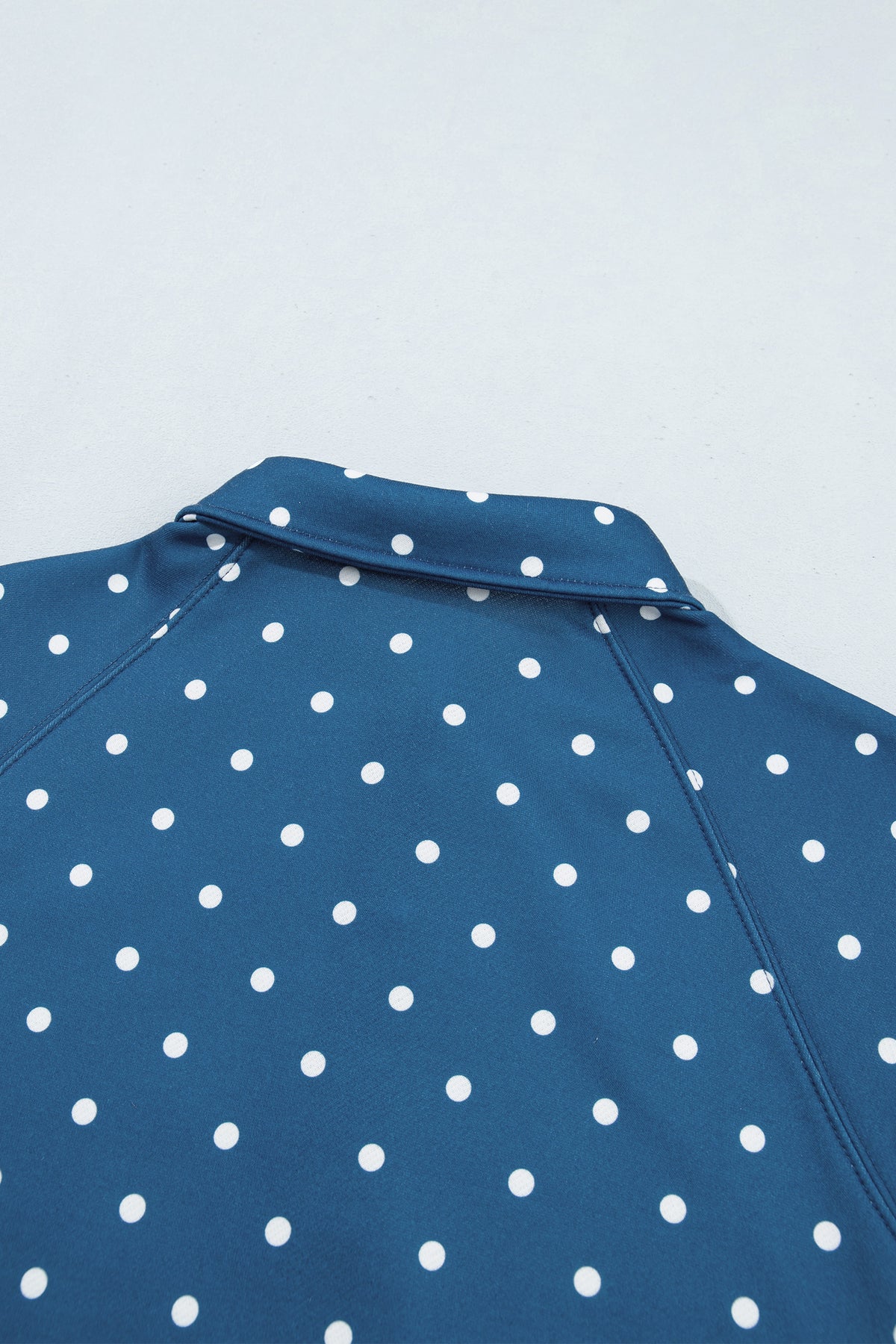 Red Polka Dot Print Metal Button Collar Casual Pullover Sweatshirt