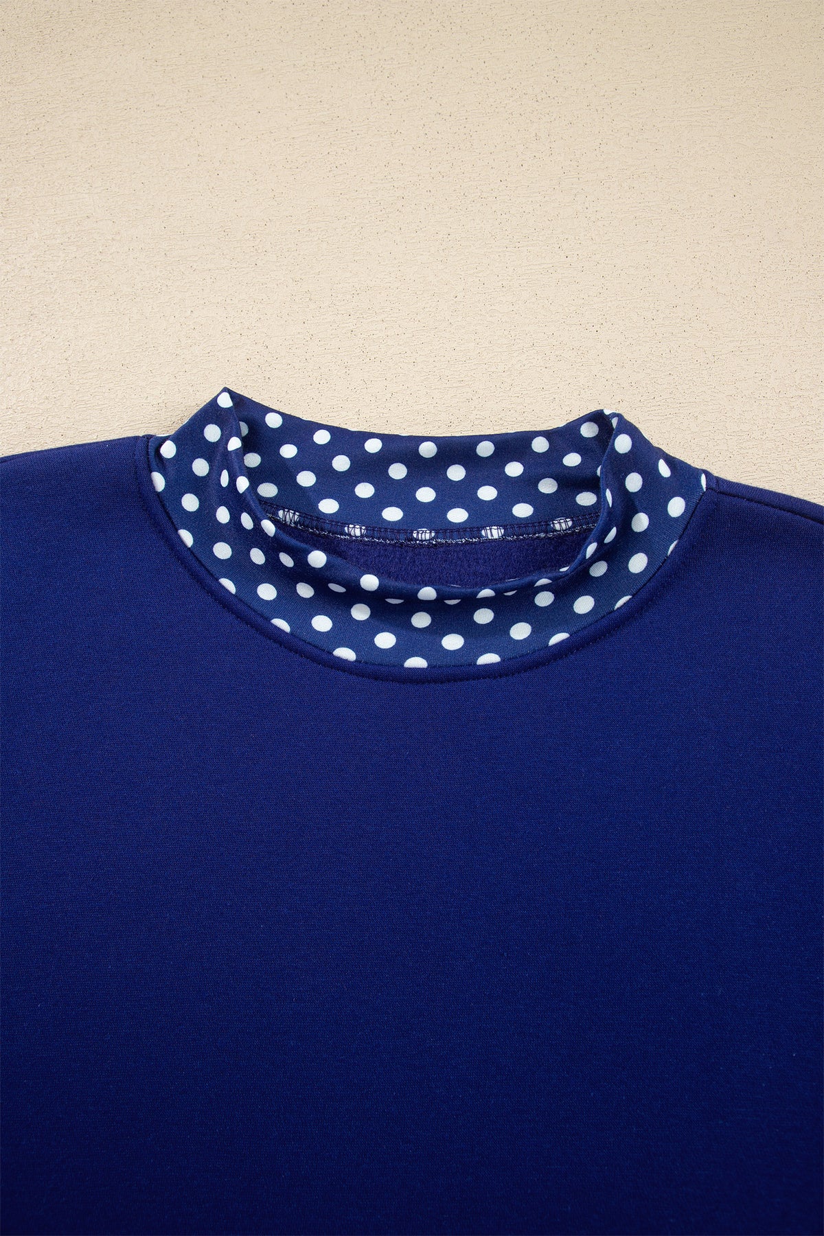 Dirty blue Colorblock Polka Dot Contrast Trim Oversized Sweatshirt