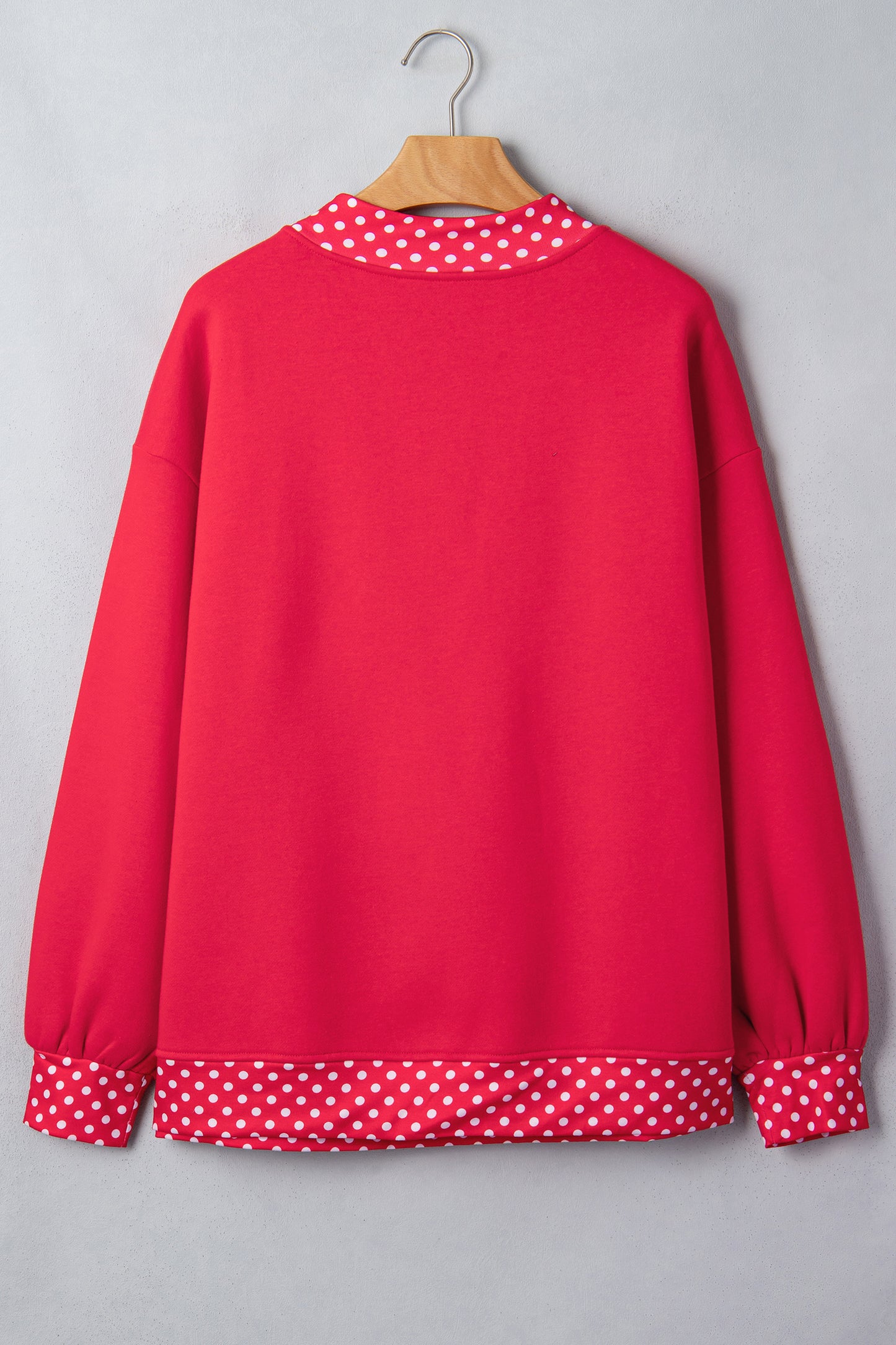 Dirty blue Colorblock Polka Dot Contrast Trim Oversized Sweatshirt