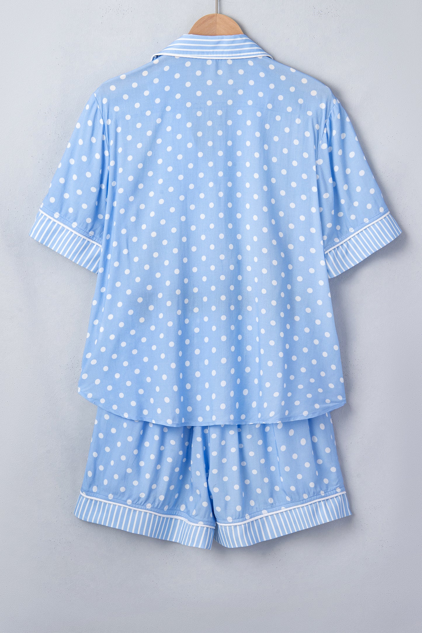 Sky Blue Dotted Print Soft Short Pajama Set