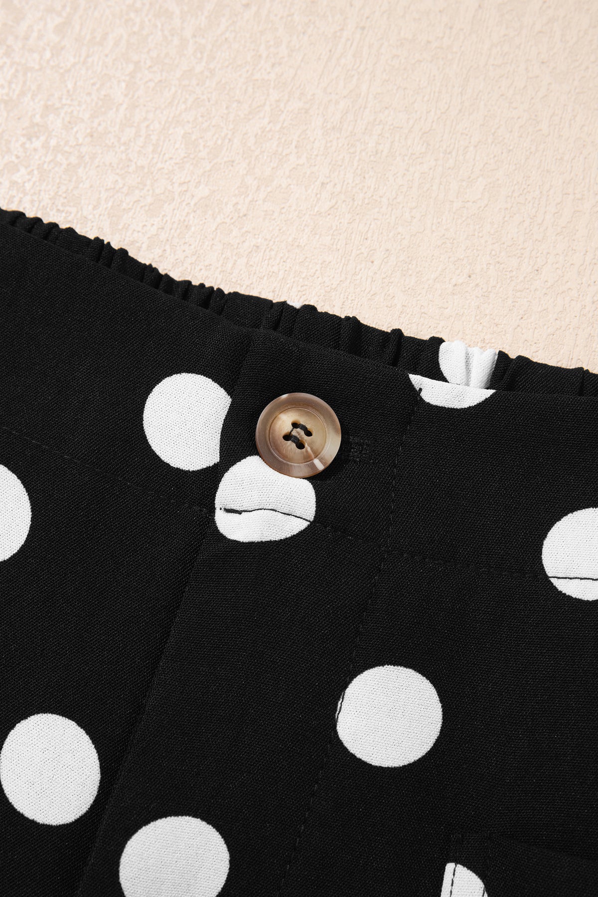 White Polka Dot Print Patched Pocket Mid-rise Straight Leg Pants