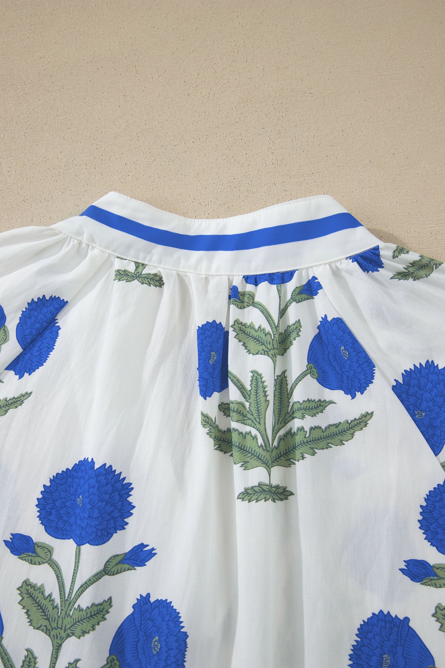 Casual Wild Flower Print V Neck 3/4 Sleeve Blouse