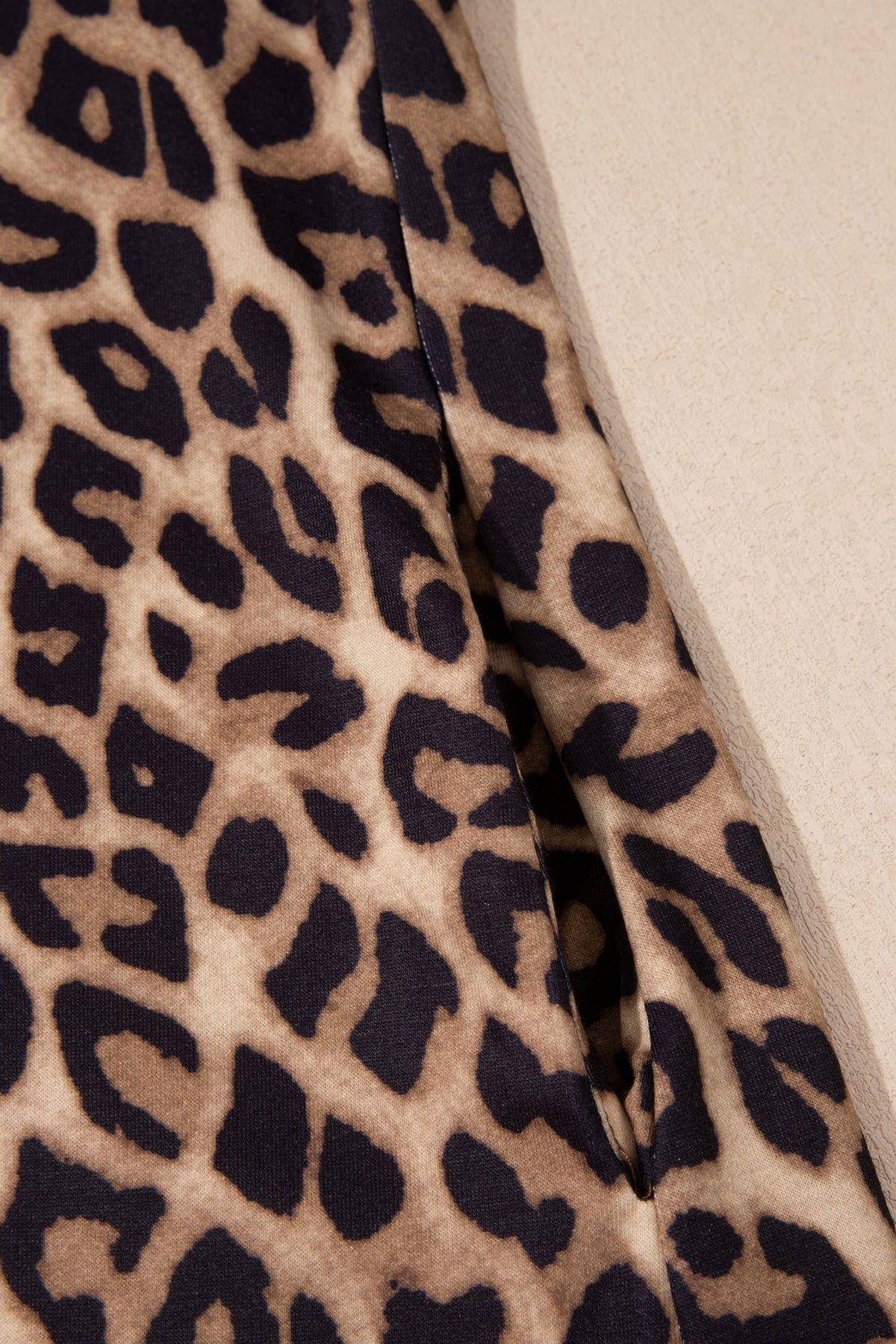 Khaki Buttoned Collar Short Sleeve Shift Leopard Dress with Pockets