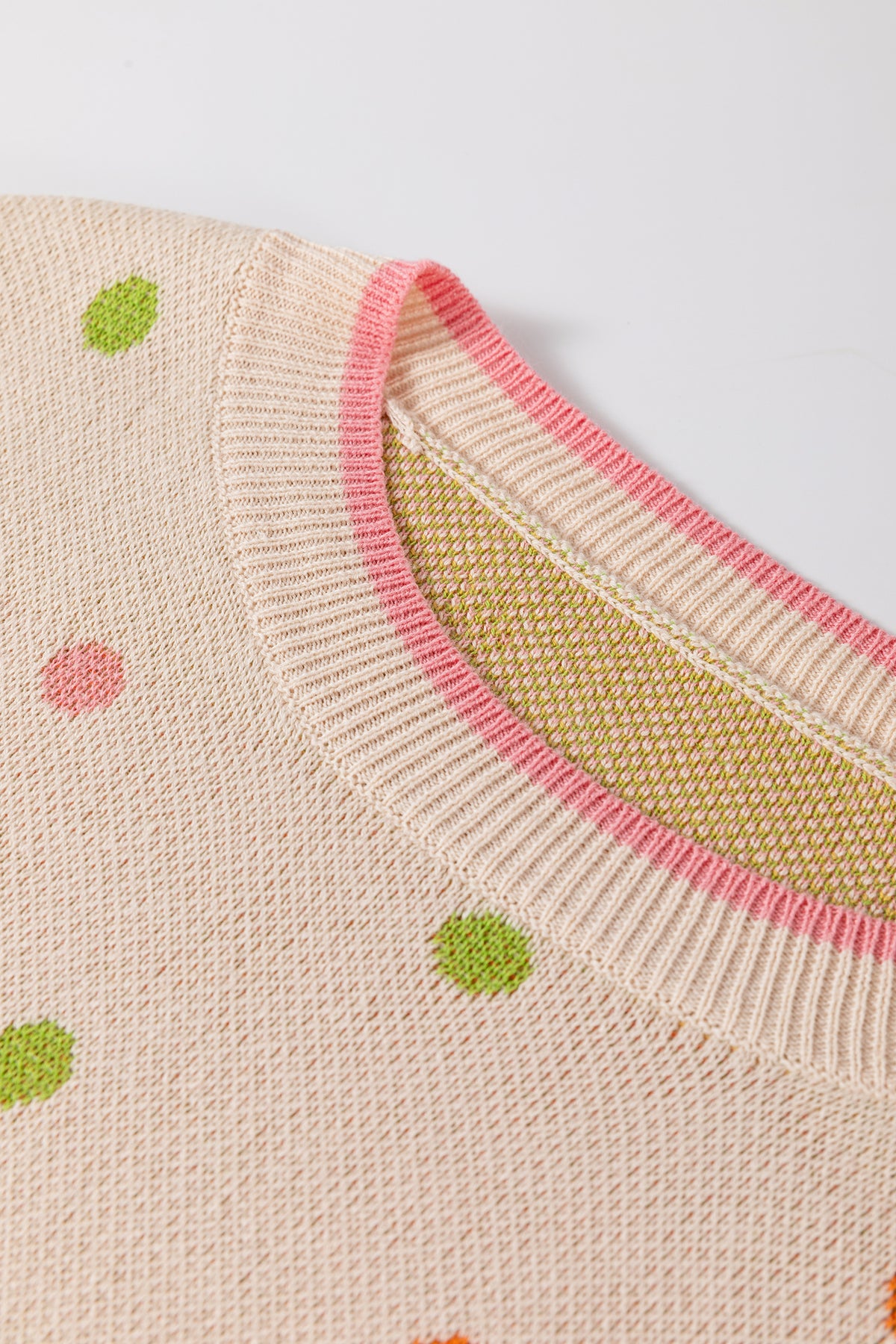 Coffee Round Neck Polka Dot Long Sleeve Casual Shift Sweater