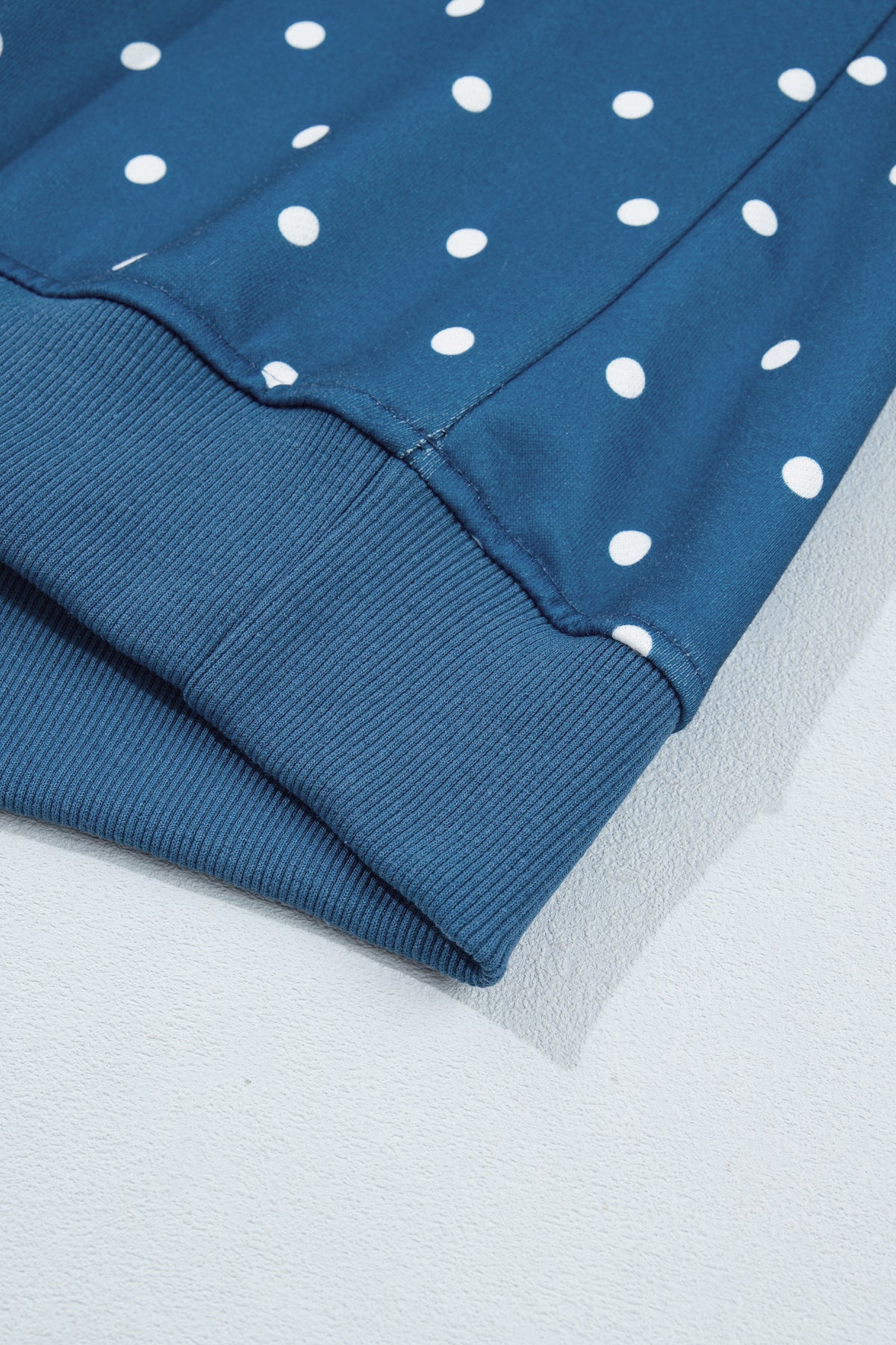 Red Polka Dot Print Metal Button Collar Casual Pullover Sweatshirt