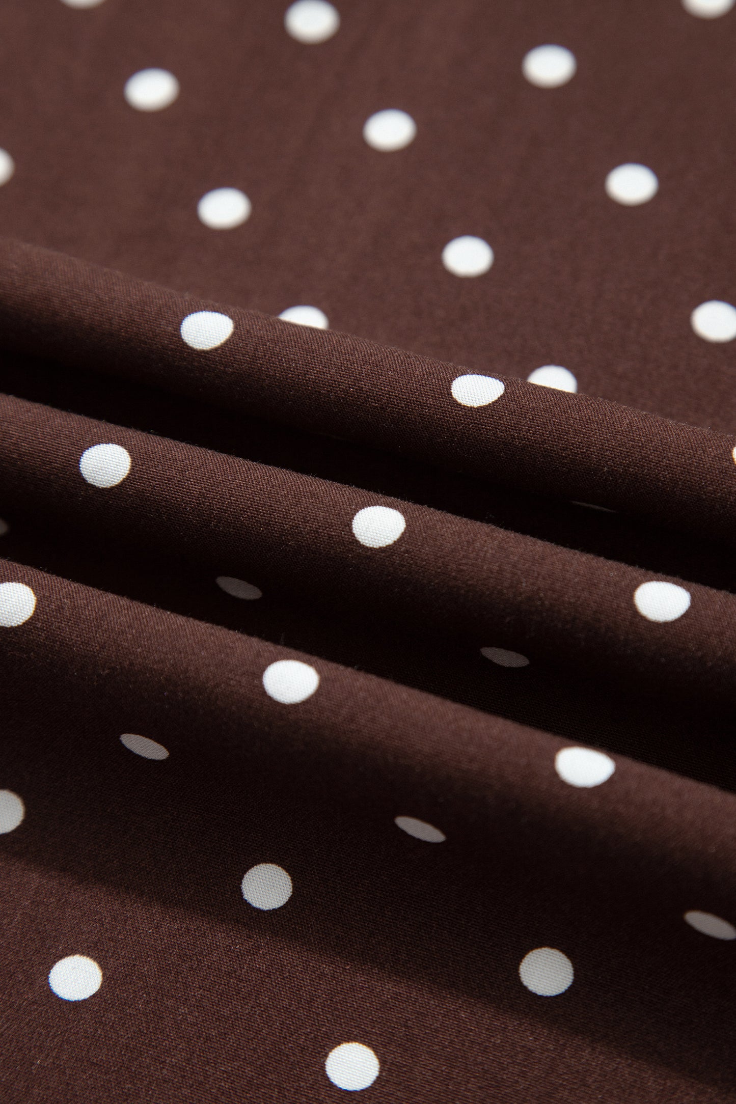 Brown Polka Dot Lace Hem Elegant Long Shift Skirt