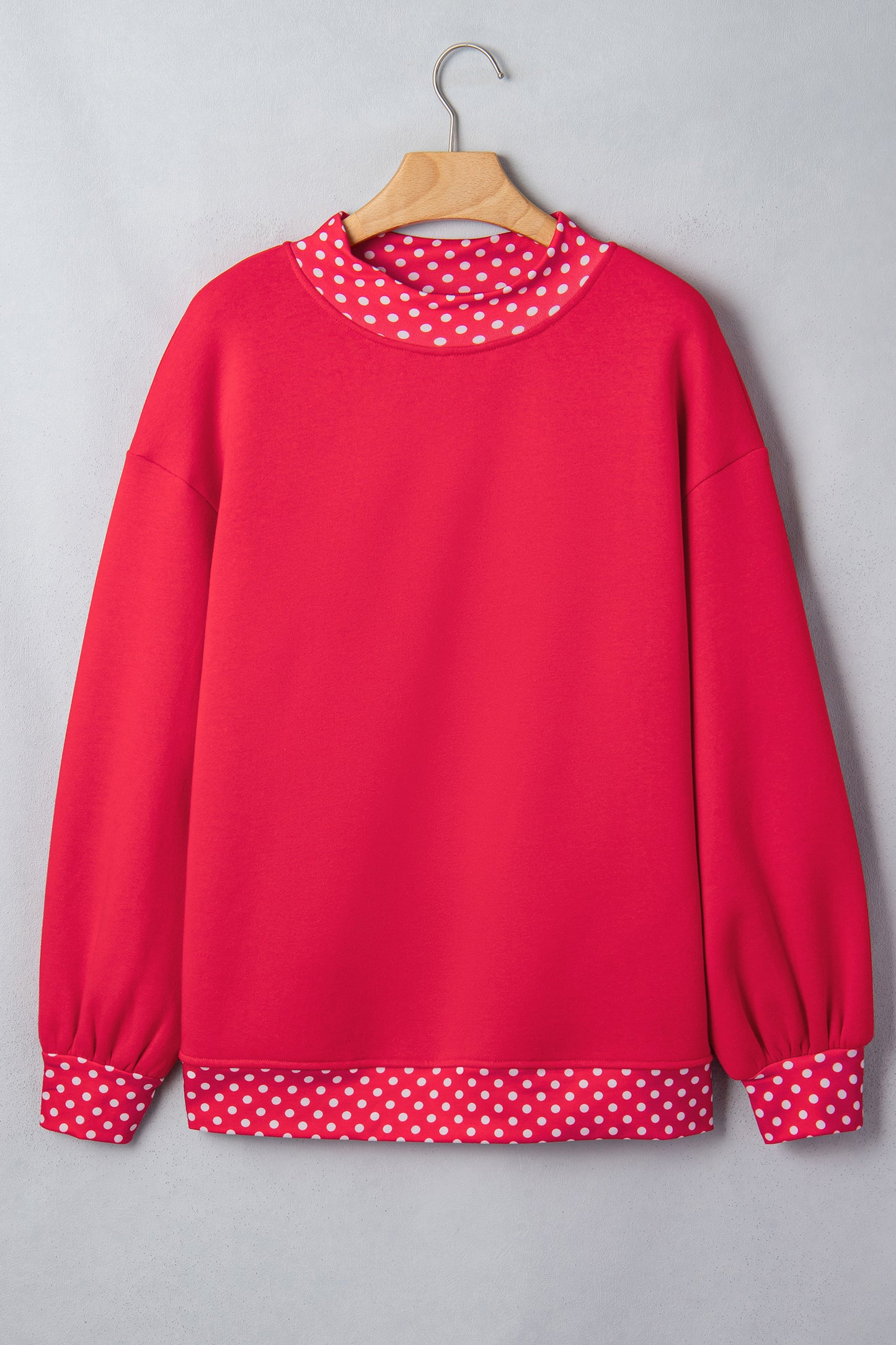 Dirty blue Colorblock Polka Dot Contrast Trim Oversized Sweatshirt