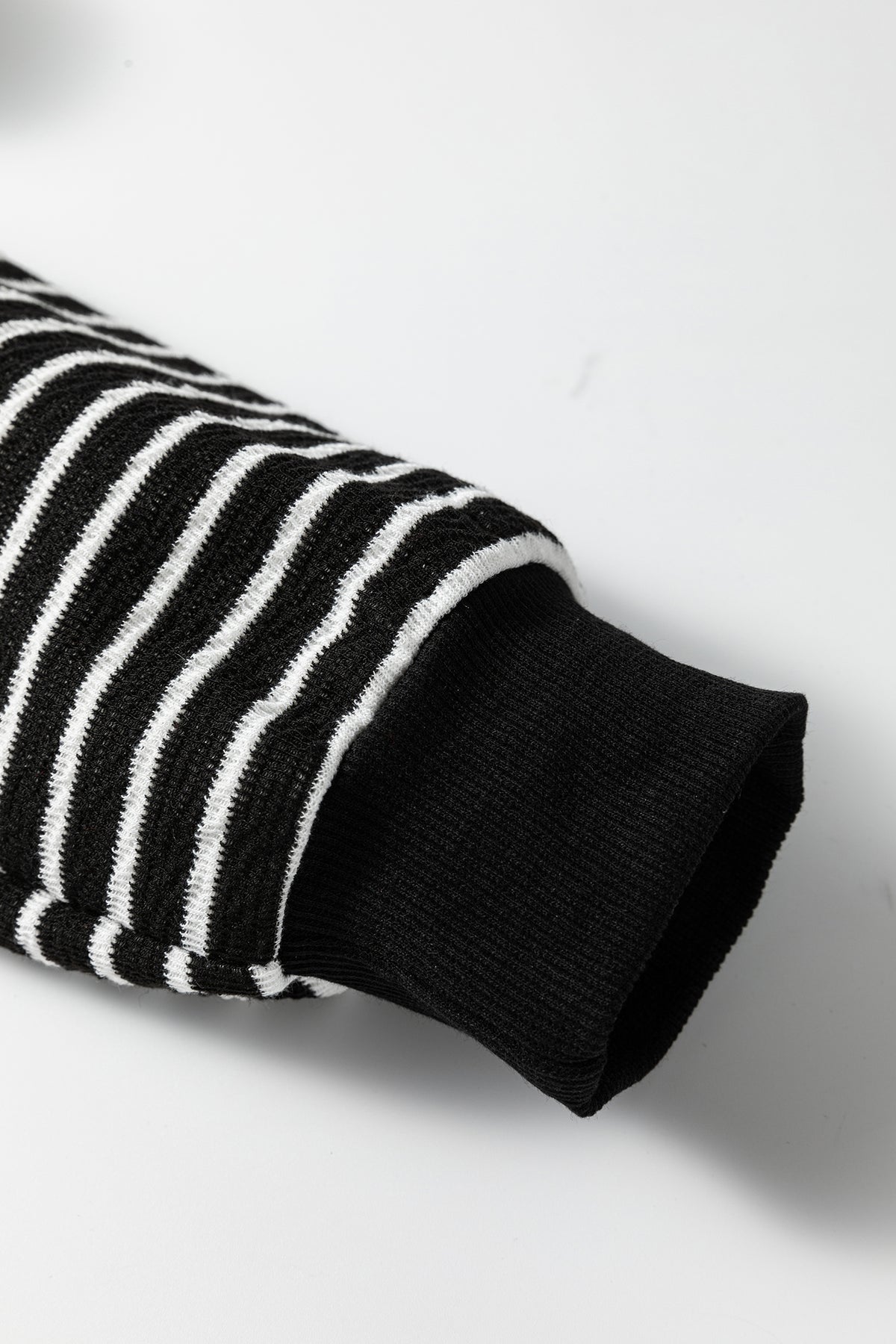Black Stripe Drop Shoulder Relaxed Pullover Casual Pants 2pcs Set