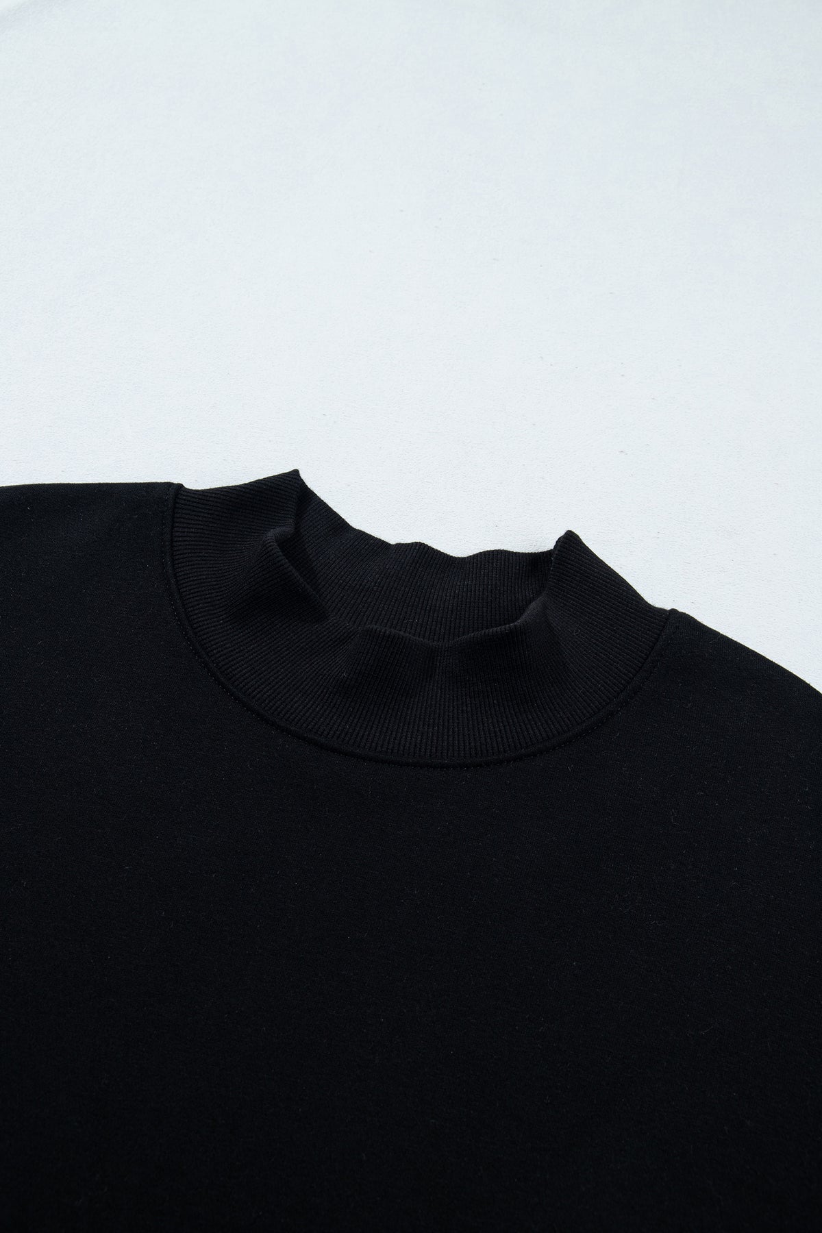 Dark Blue Solid Color Oversized Mock Neck Sweatshirt