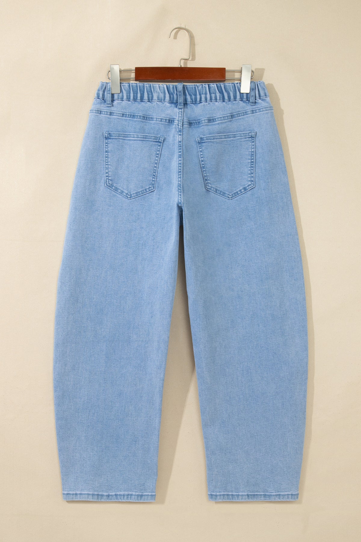 Four Leaf Clover Solid Color Square Patch Pocket Ankle-length Barrel Jeans