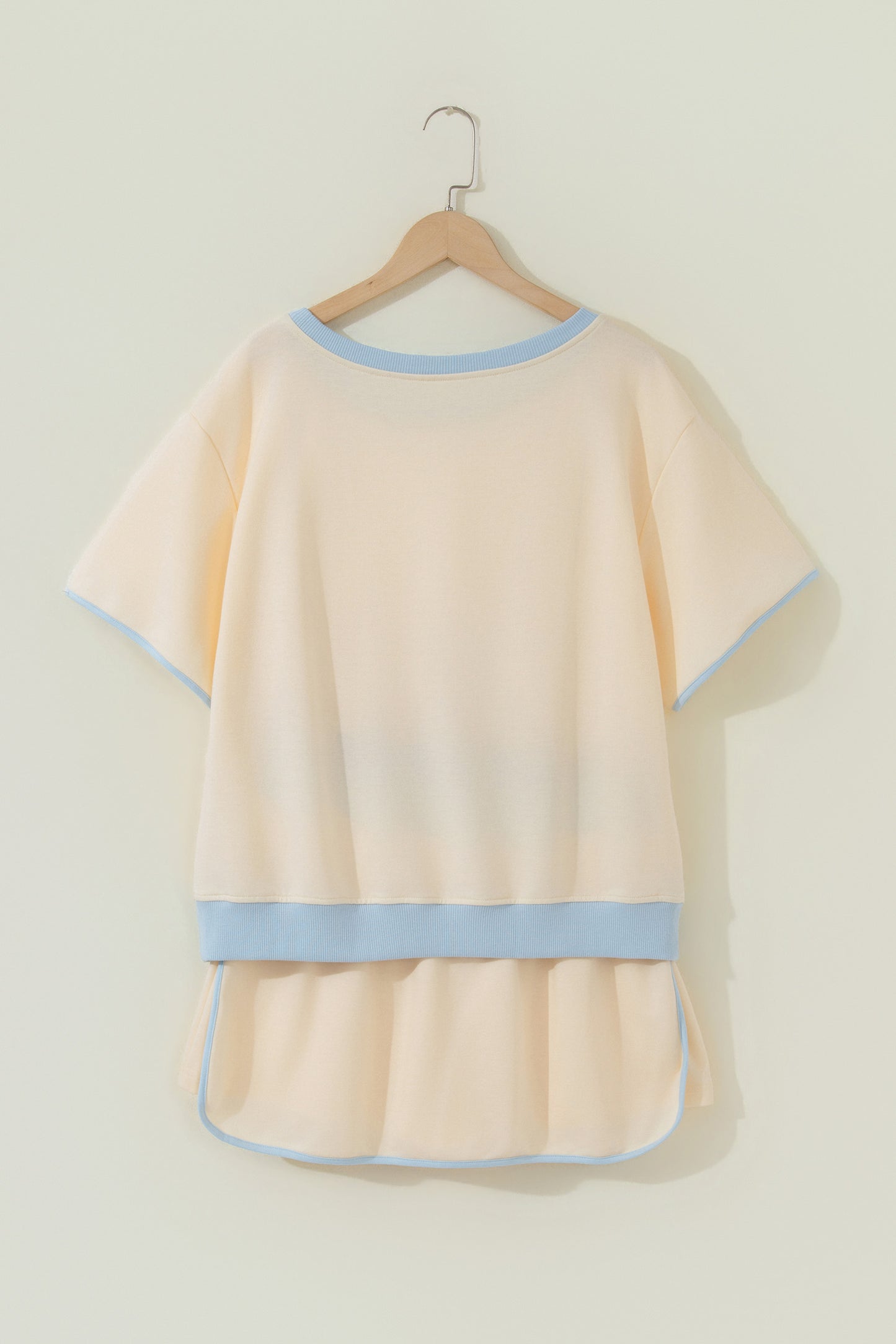 Turquoise Colorblock Edge Drop Shoulder T Shirt and Skort 2Pcs Set