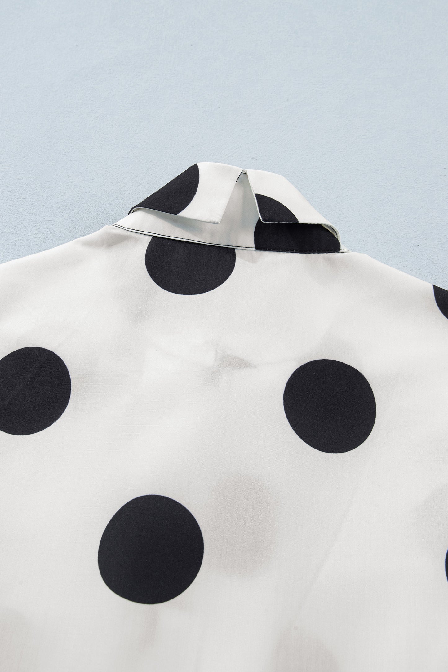 Porch Pick-up White Polka Dot Print Half Button Ruffled Short Sleeve Loose Mini Dress