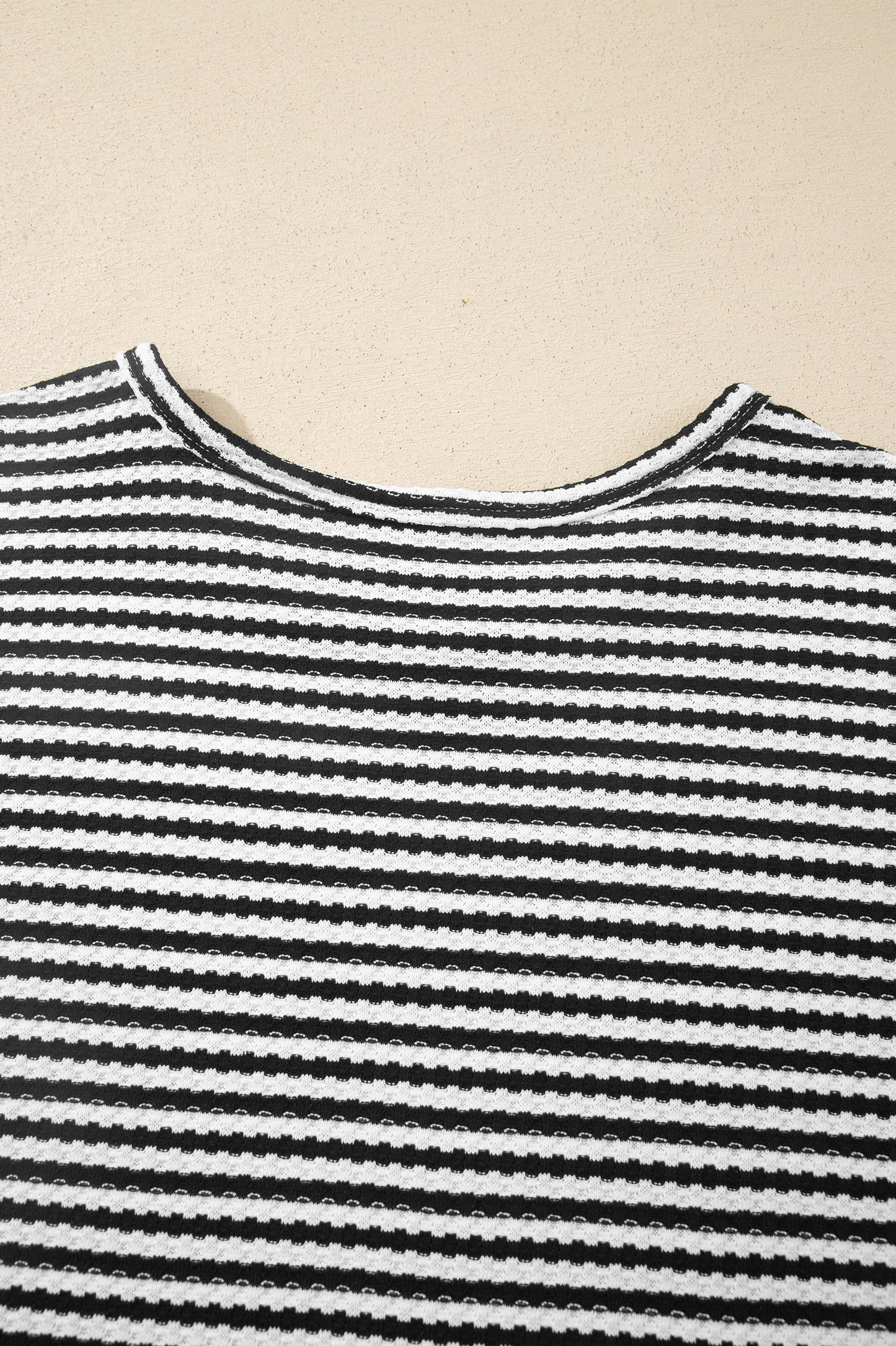 Porch Pick-up Black Stripe Breathable Textured Knit Short 2pcs Set