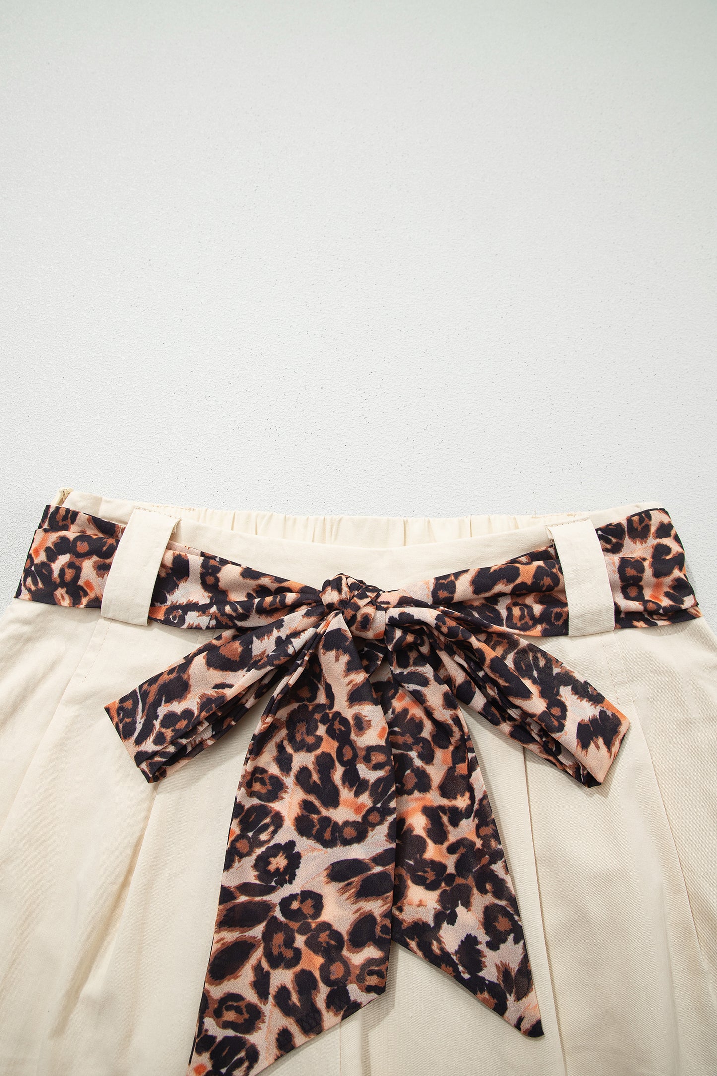 Porch Pick-up Beige Floral Striped Patchwork Ruffled Collar Short Sleeve Shirt