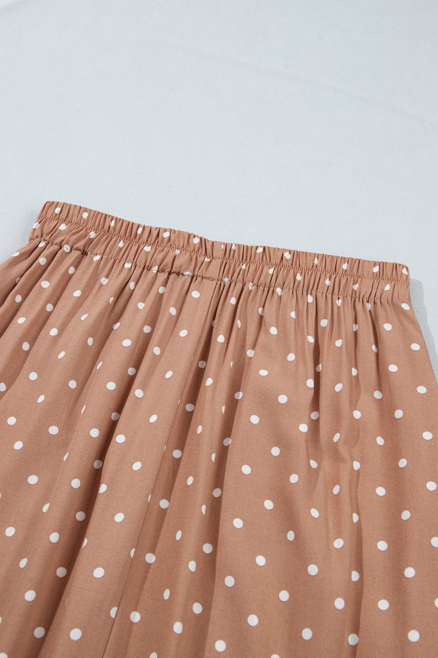 Brown Polka Dot Lace Hem Elegant Long Shift Skirt