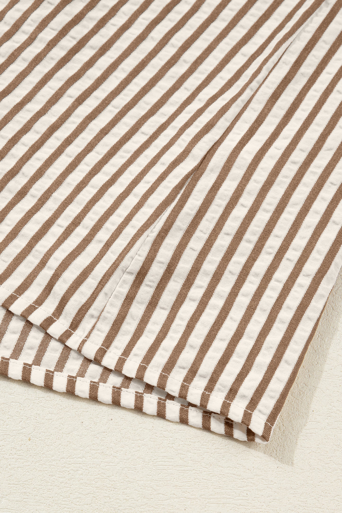 Brown Stripe Leopard Patchwork Long Sleeve Shirt