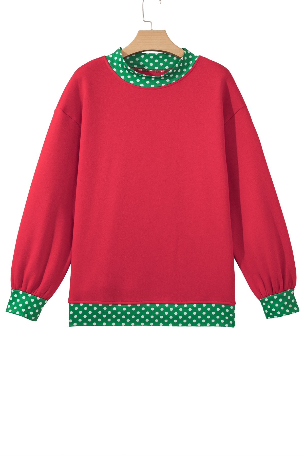 Dirty blue Colorblock Polka Dot Contrast Trim Oversized Sweatshirt
