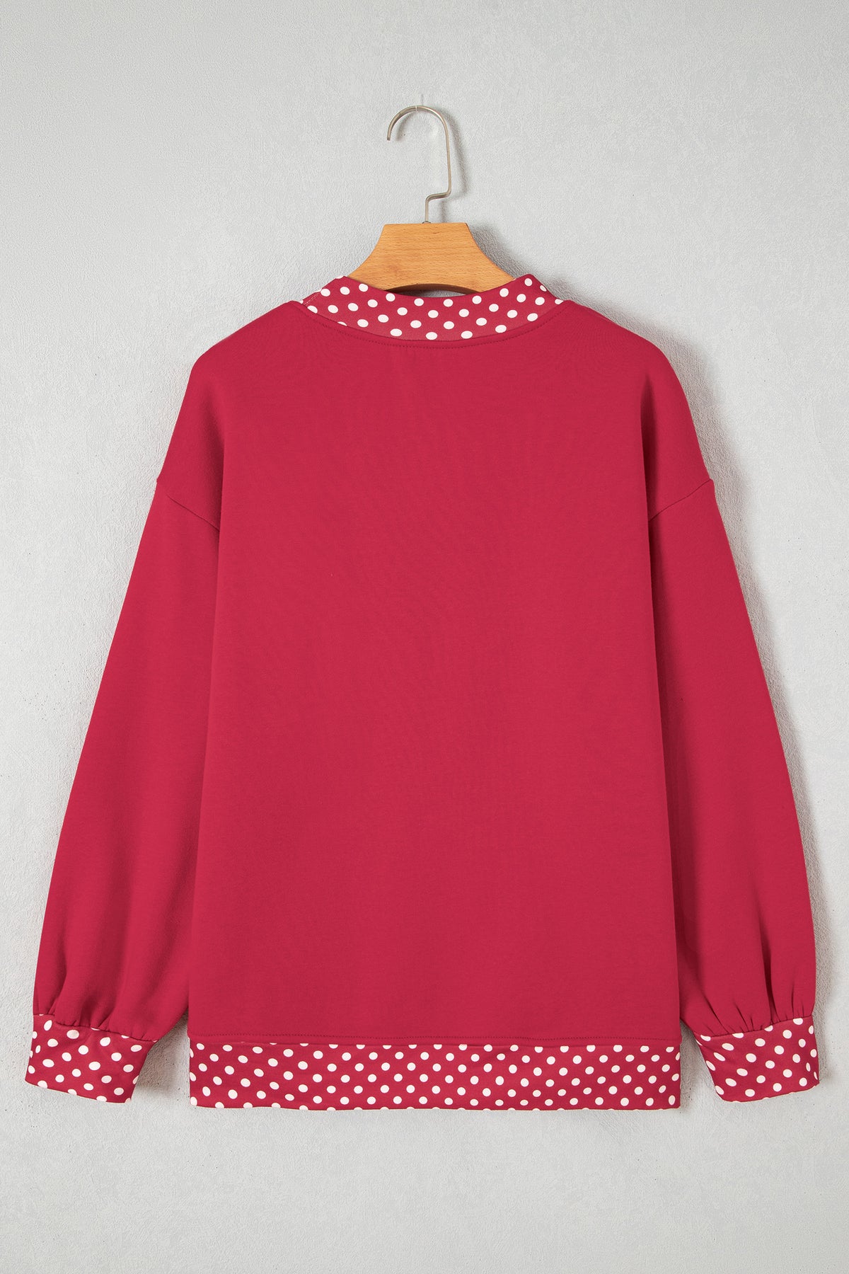 Dirty blue Colorblock Polka Dot Contrast Trim Oversized Sweatshirt