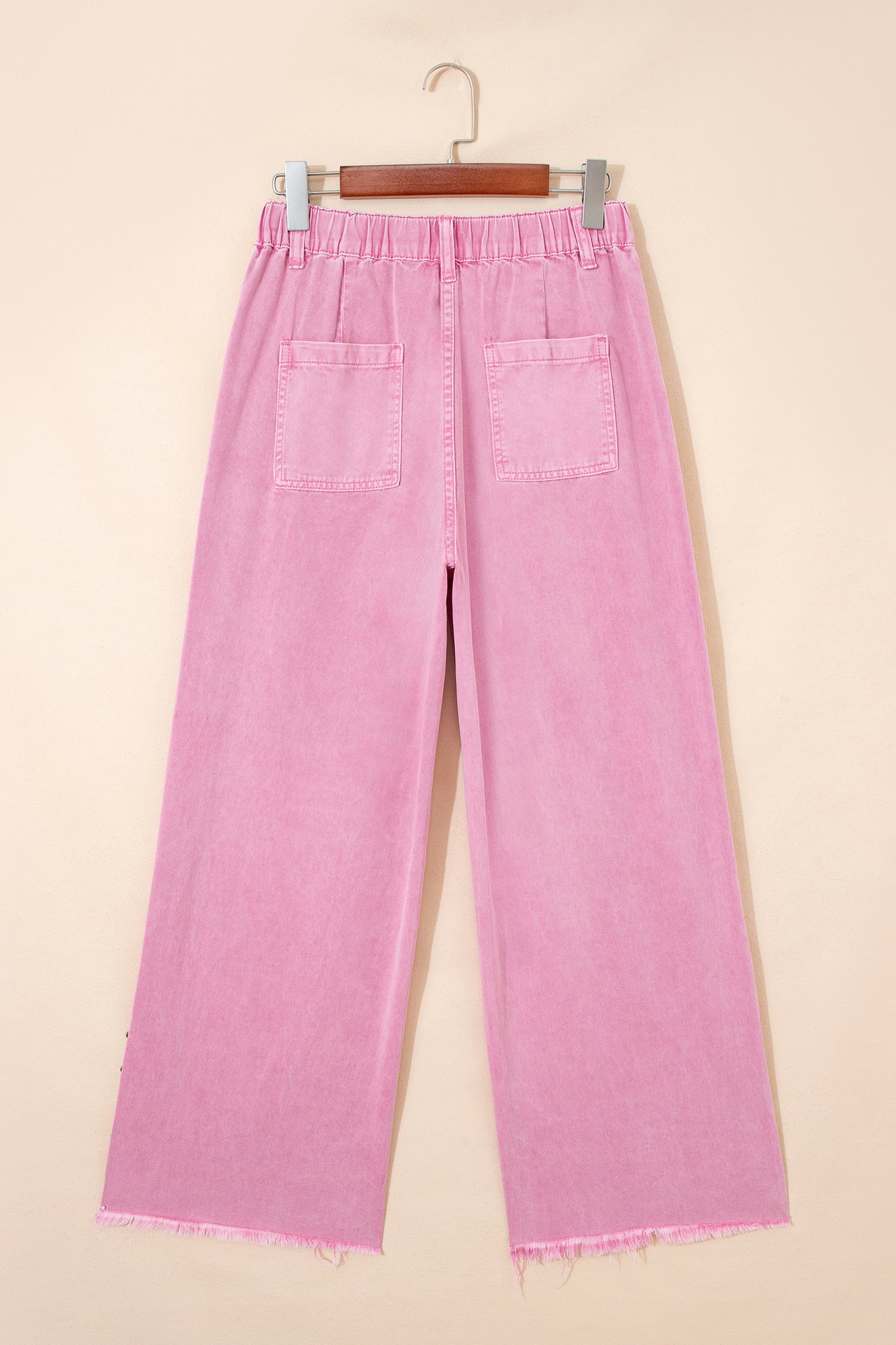 Pink Beaded Side Detail Split Loose Jeans