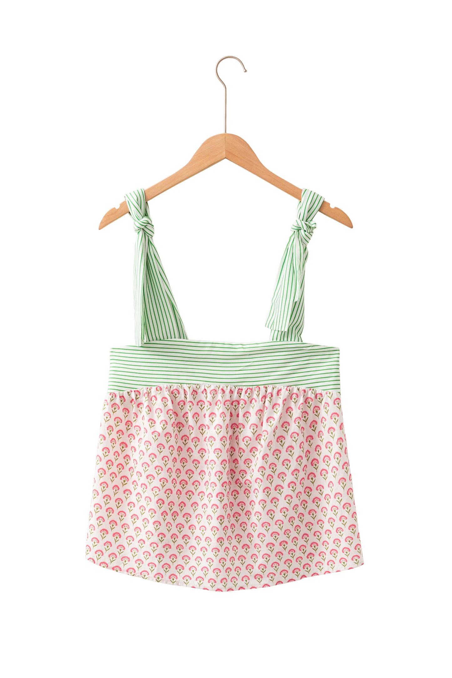 Pink Fashion Printed Knot Straps Babydoll Tank Top