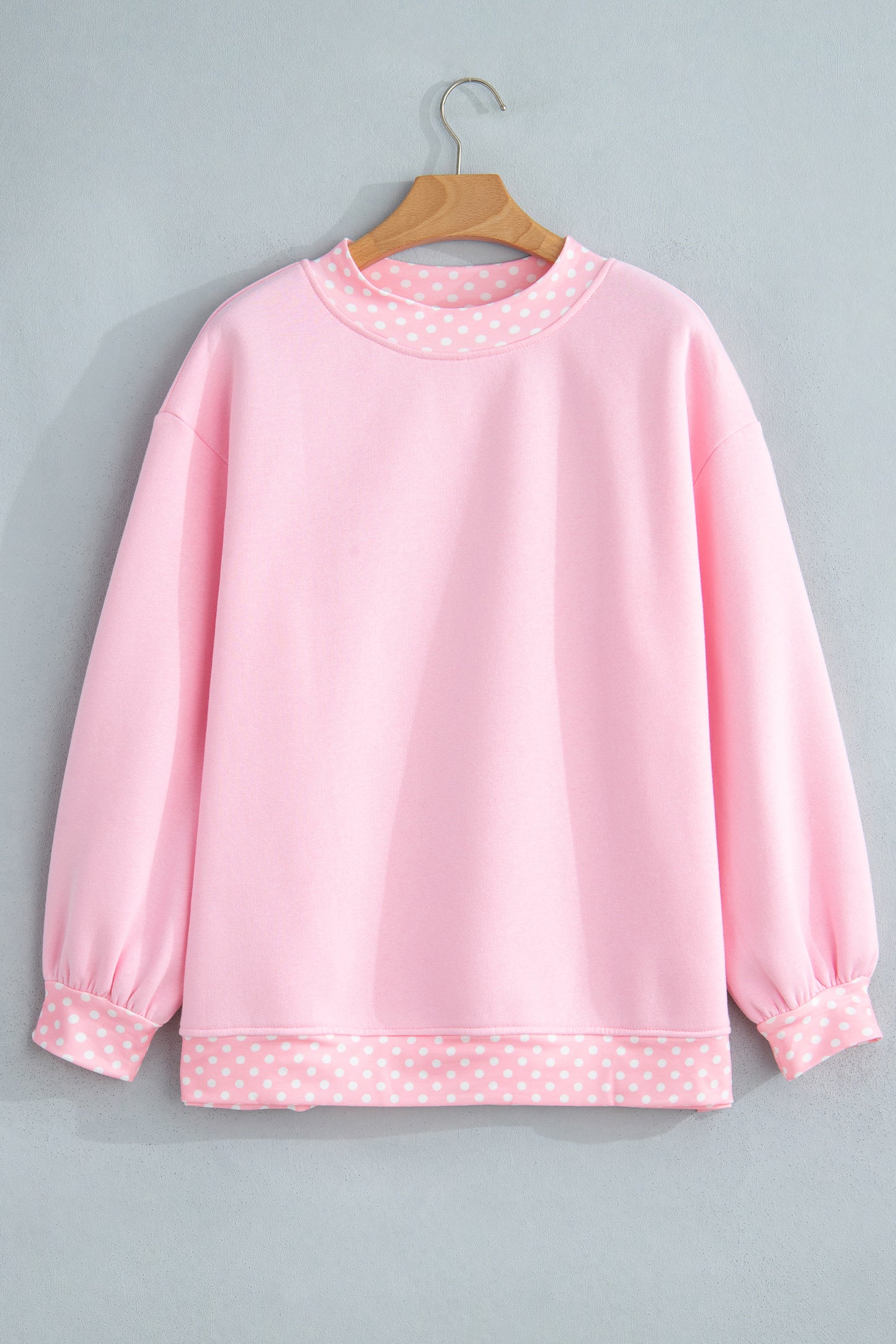 Dirty blue Colorblock Polka Dot Contrast Trim Oversized Sweatshirt