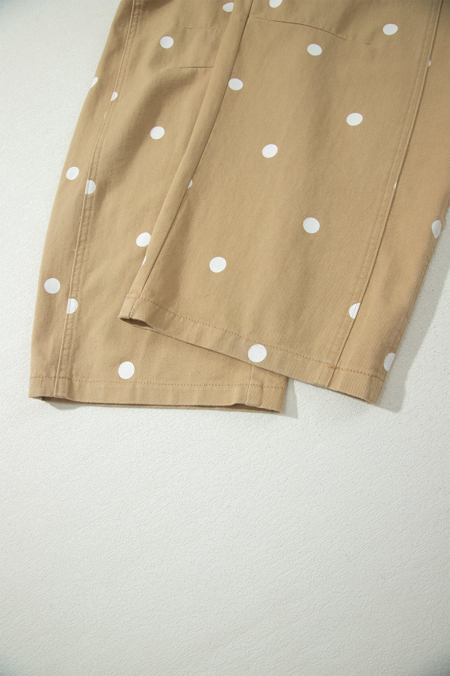 Phalaenopsis Polka Dot Print Bib Pocket Denim Barrel Overalls Jumpsuit