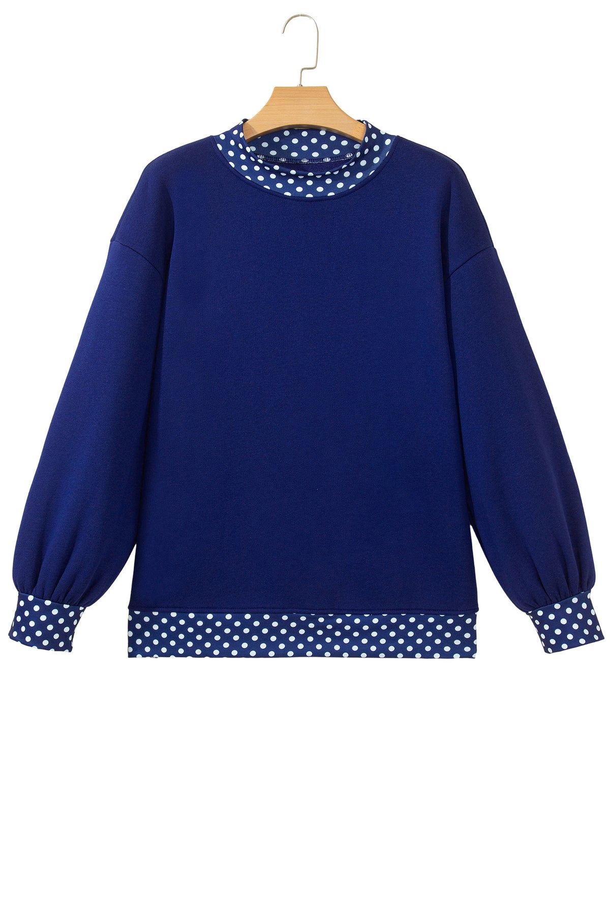 Dirty blue Colorblock Polka Dot Contrast Trim Oversized Sweatshirt